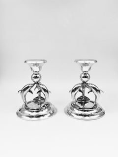 Pair of "Dolphin" Silver Candlesticks