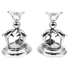 Pair of "Dolphin" Silver Candlesticks