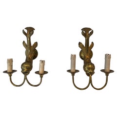 Pair of Dolphin Wall Sconces by Maison Jansen