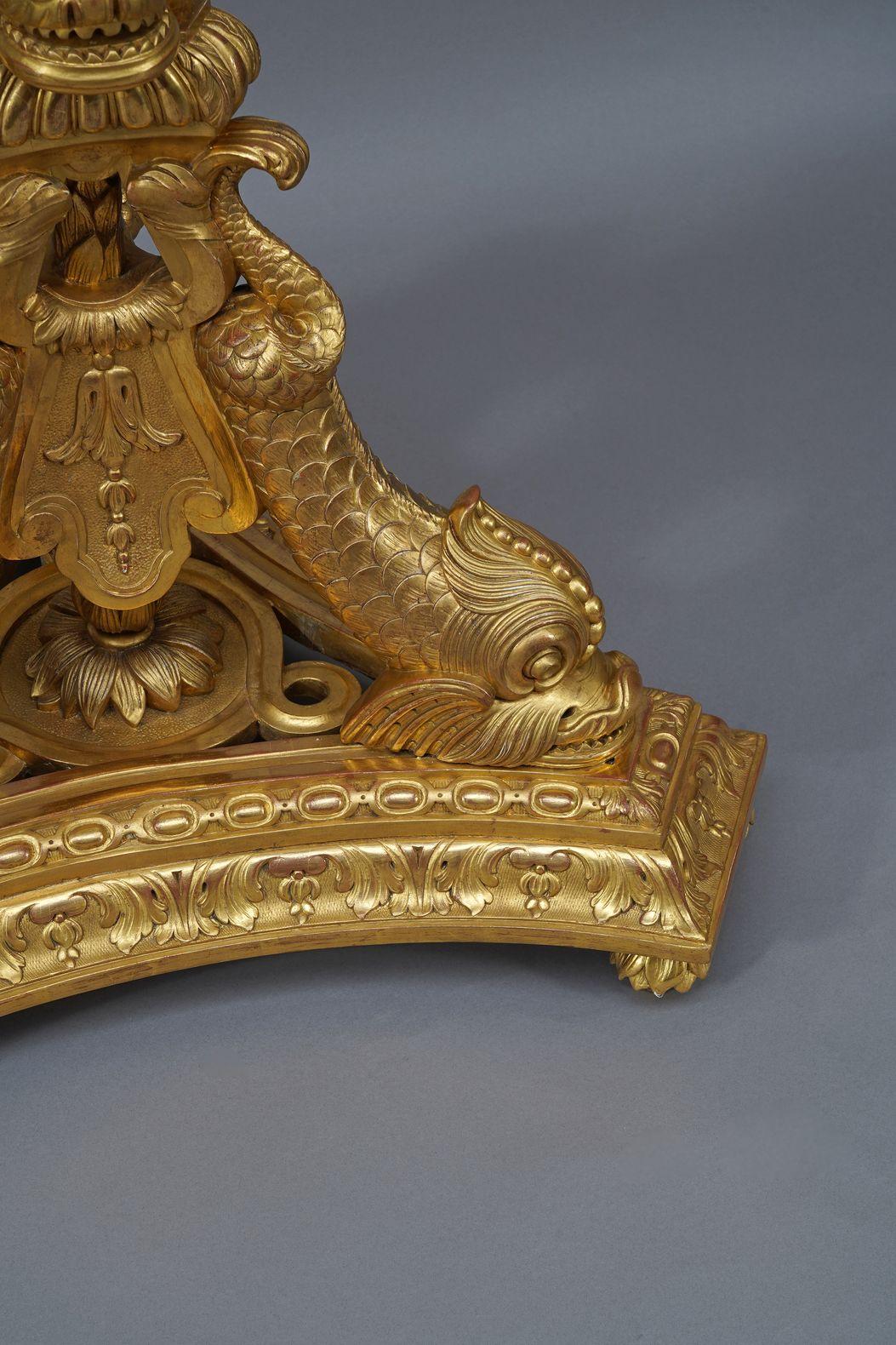 Pair of « Dolphins » Torcheres Holders, France, Circa 1860 in vendita 3