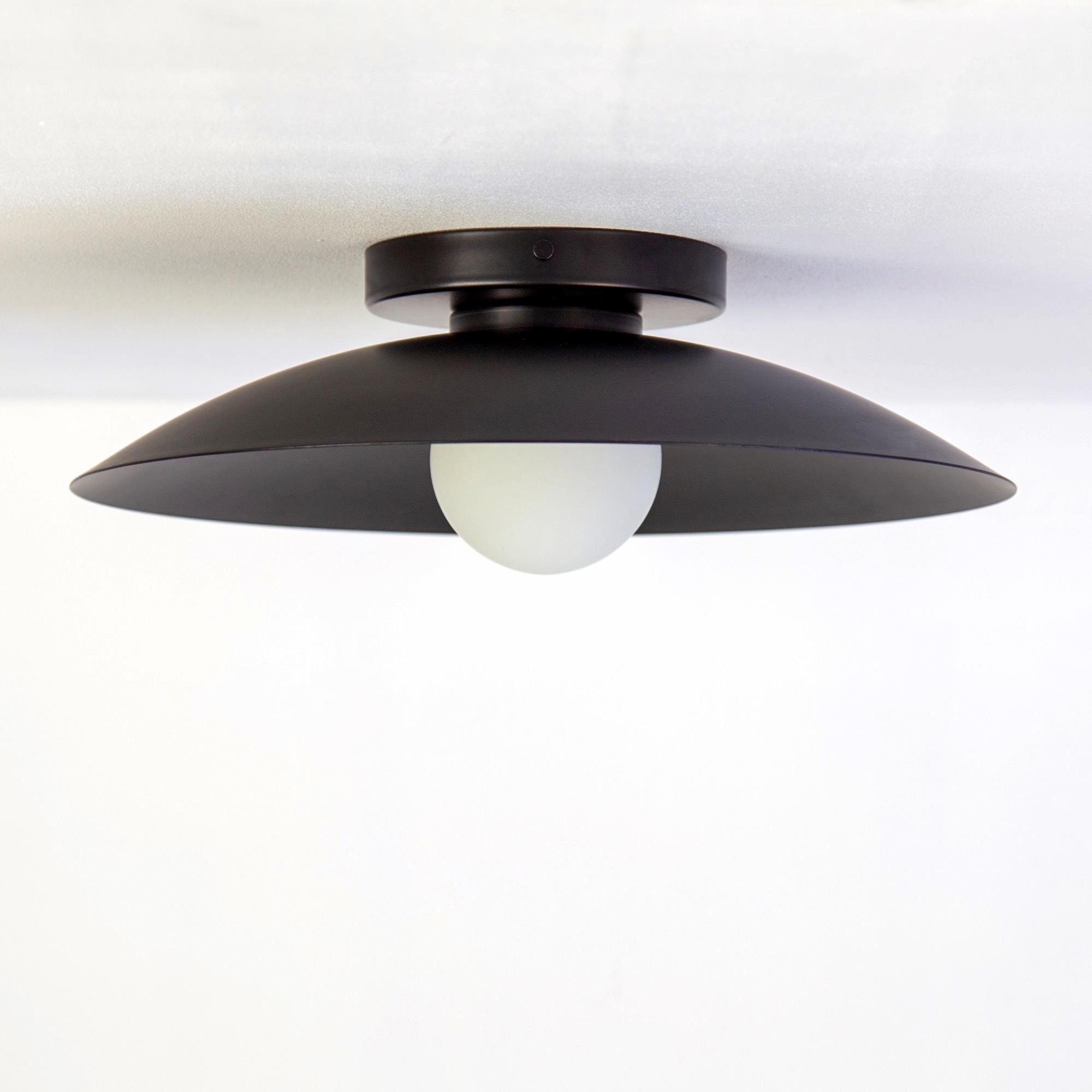 American Pair of Dome Flush Mounts by Research.Lighting, Black, Made to Order For Sale