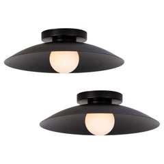 Pair of Dome Flush Mounts by Research.Lighting, Black, Made to Order