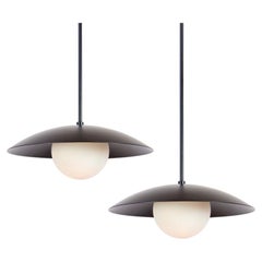 Pair of Dome Pendant Lights by Research.Lighting, Black, Made to Order