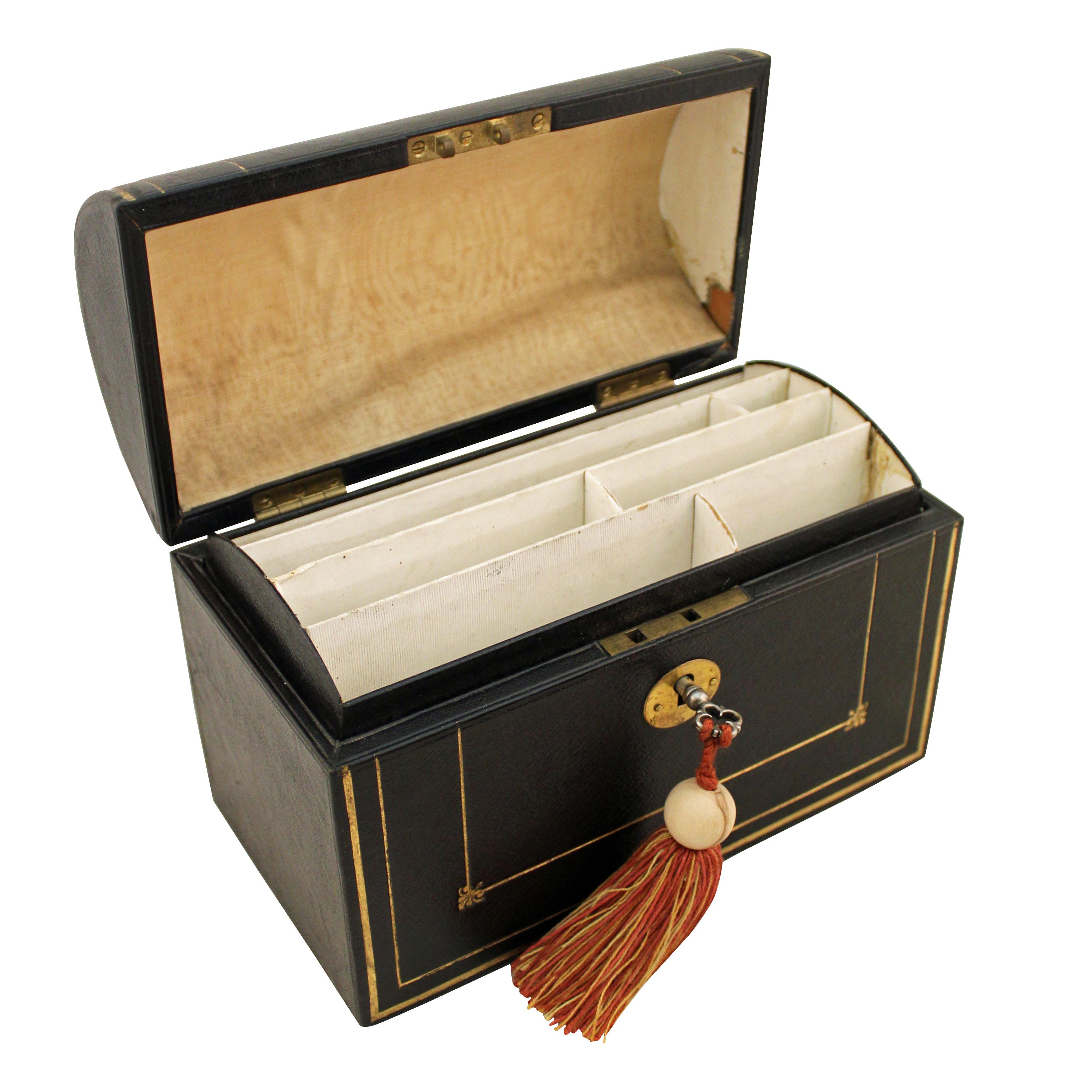 British Pair of Dome Top Stationery Boxes For Sale