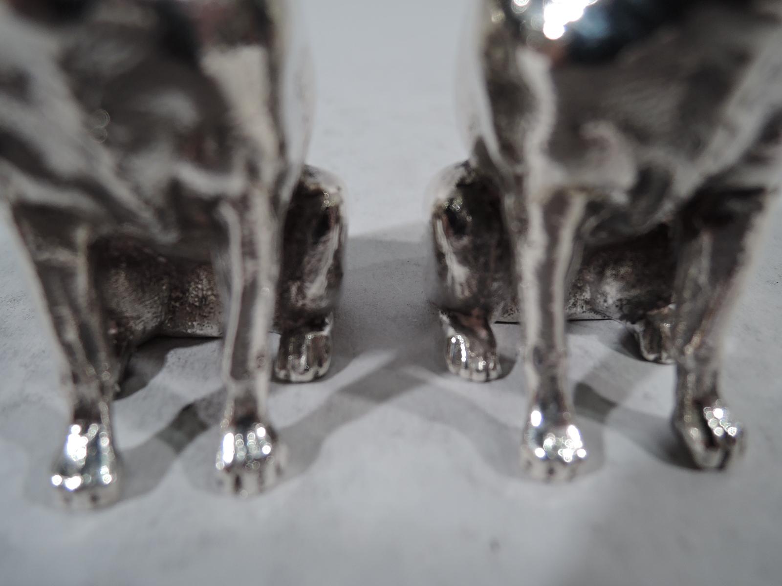 Pair of Dominick & Haff Sterling Silver Salt and Pepper Pug Dog Shakers In Excellent Condition In New York, NY