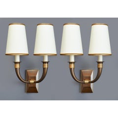 Pair of Dominique Bronze Sconces, France, 1940s