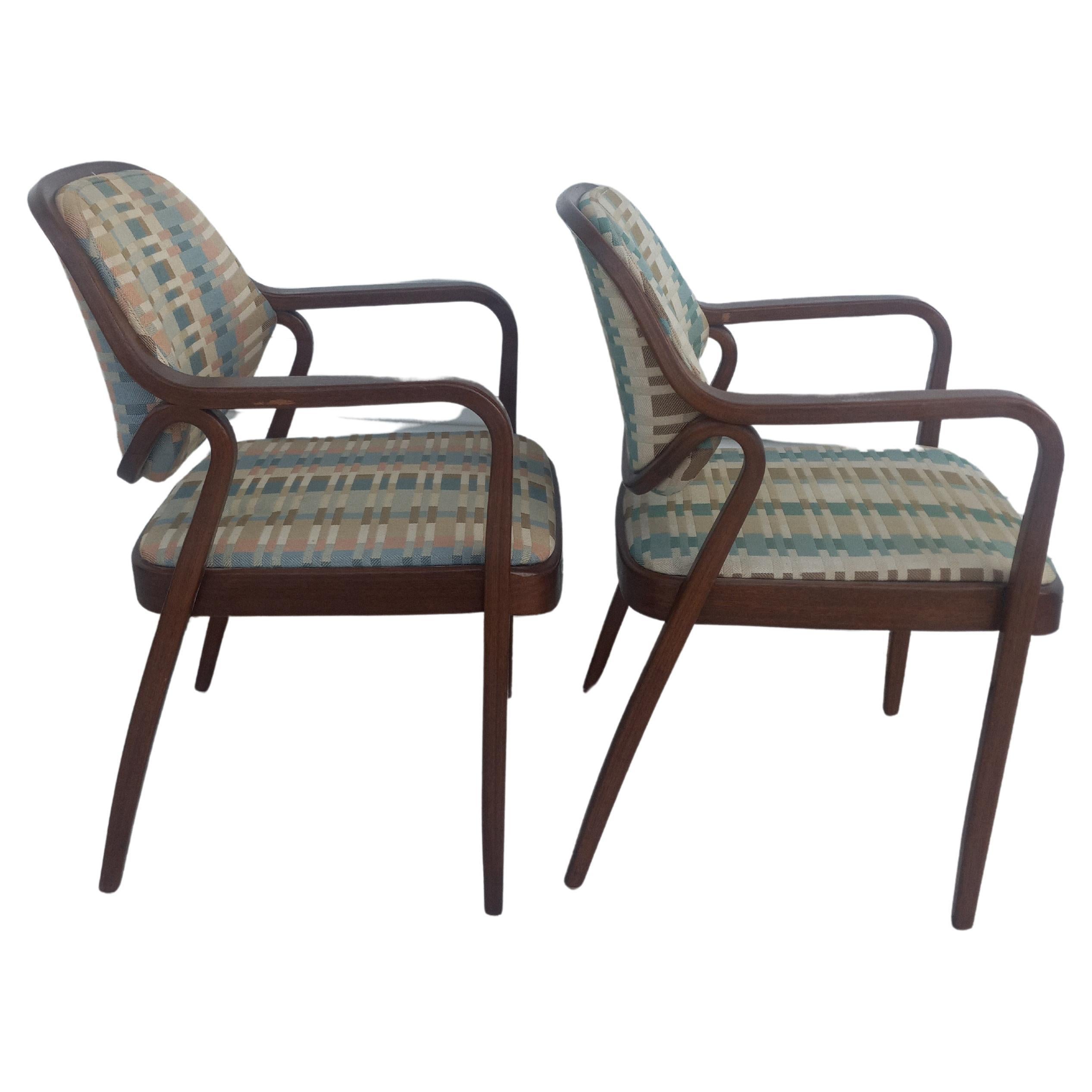 Pair of Don Petit for Knoll International Bentwood Armchairs For Sale