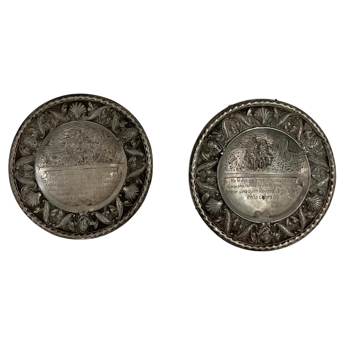 Pair of Don Quixote Pewter Plates