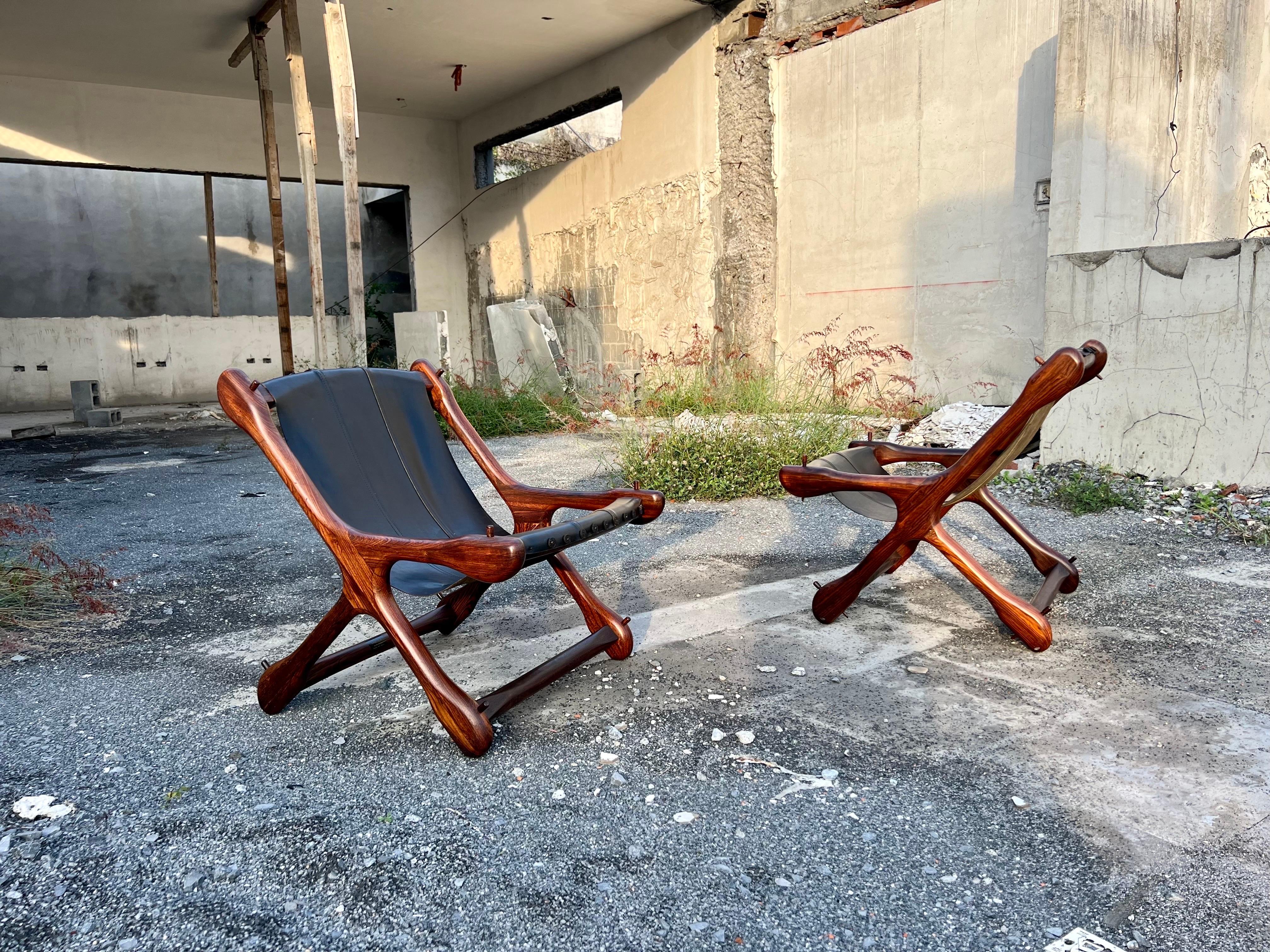 Mexican Pair of Don S. Shoemaker Sling Sloucher Chairs