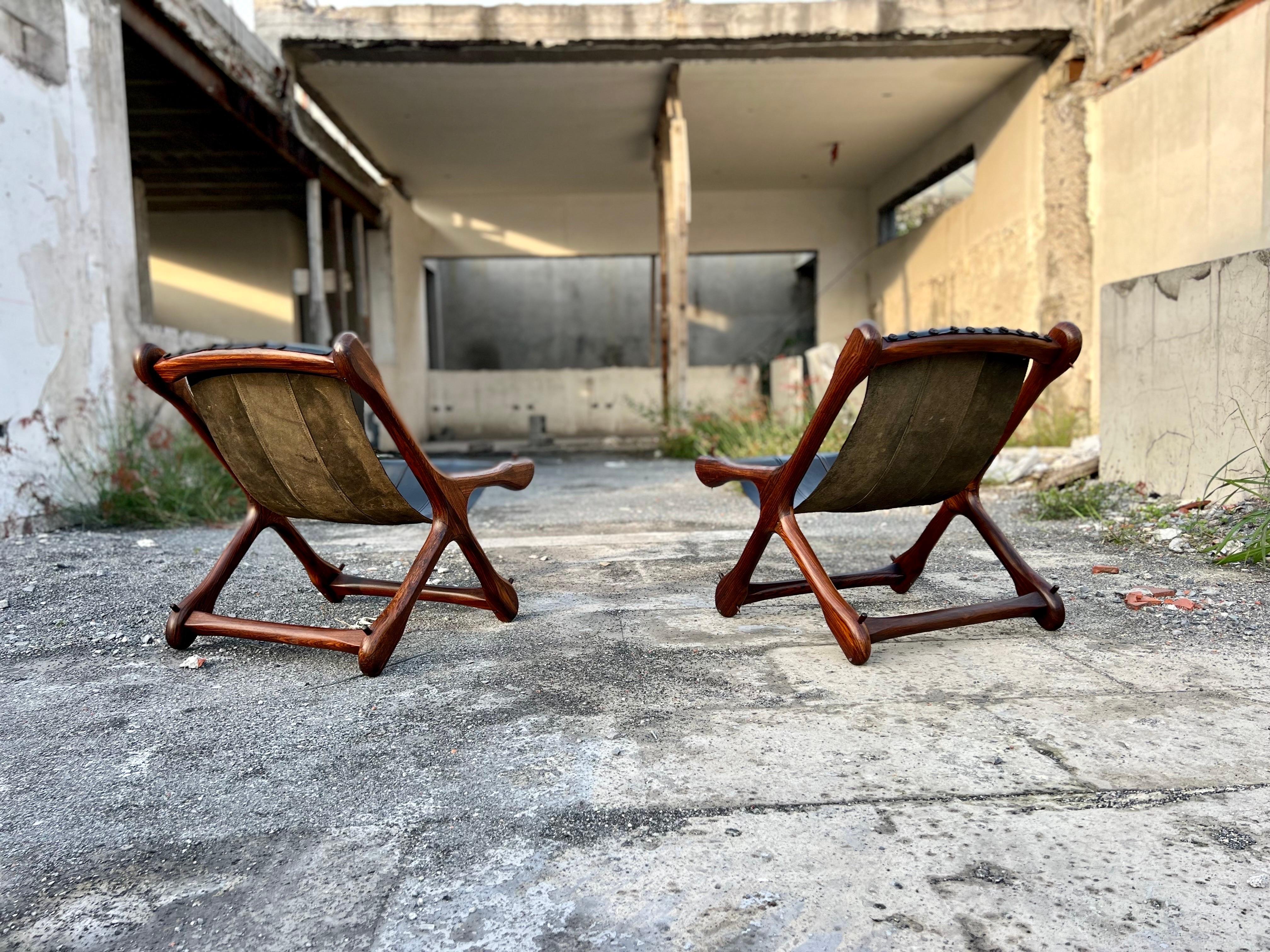 Mid-20th Century Pair of Don S. Shoemaker Sling Sloucher Chairs
