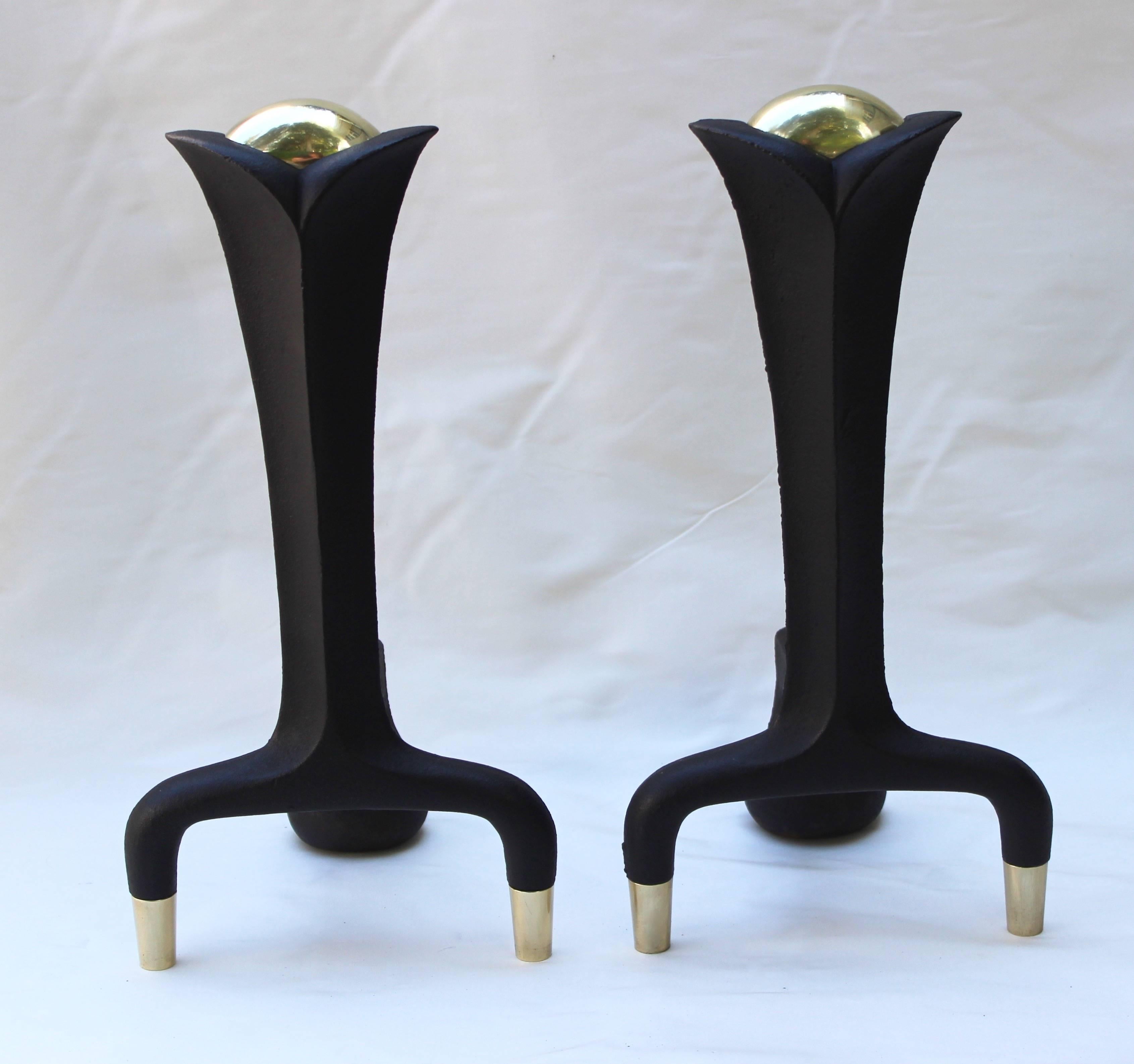 Pair of Donald Deskey Andirons In Excellent Condition For Sale In East Hampton, NY