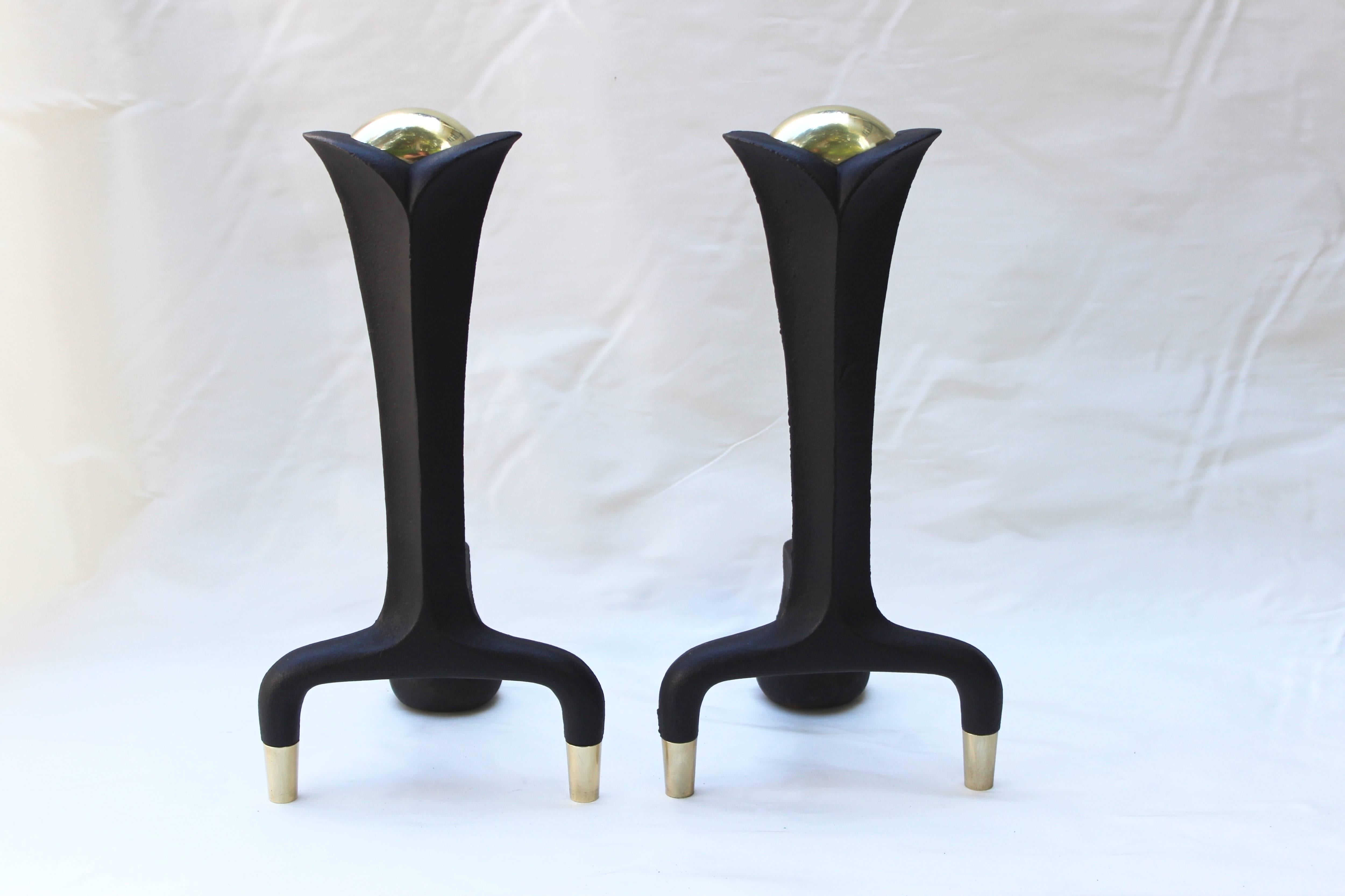 Mid-20th Century Pair of Donald Deskey Andirons For Sale