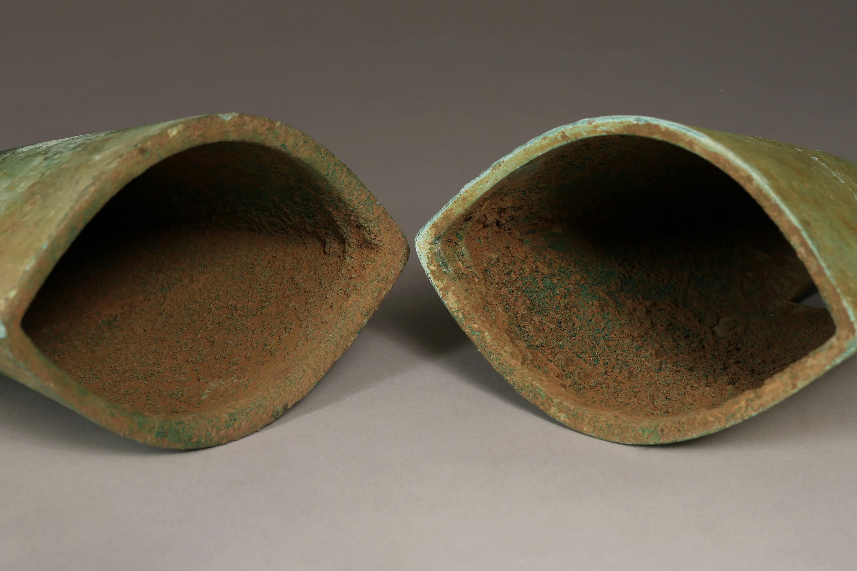 Cast Pair of Bronze Age Bells, Vietnam, Dong Son Culture (circa 1000-200 AD)