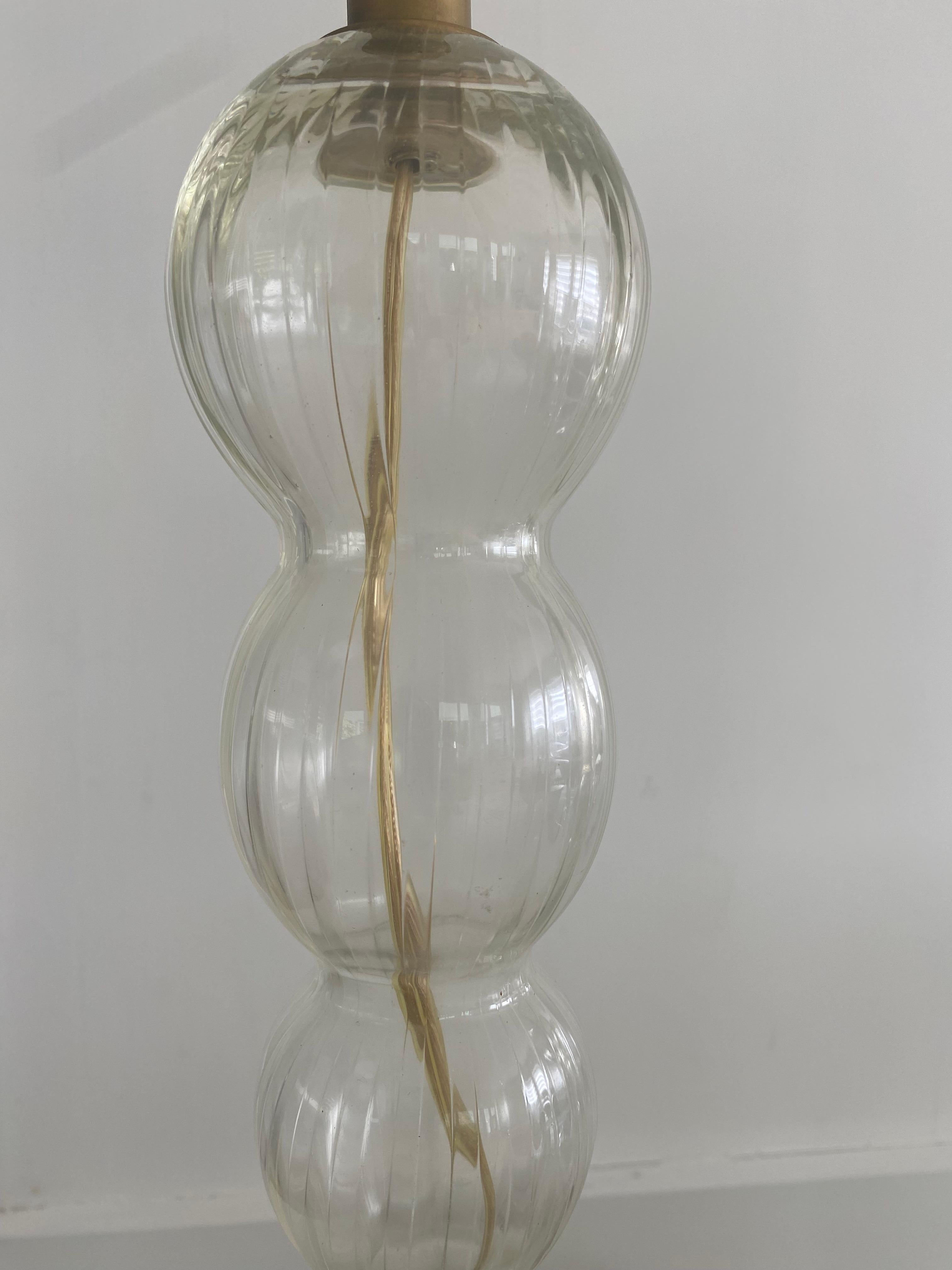 Modern Pair of Donghia Bollicino murano glass table lamps pale champagne color Hutton