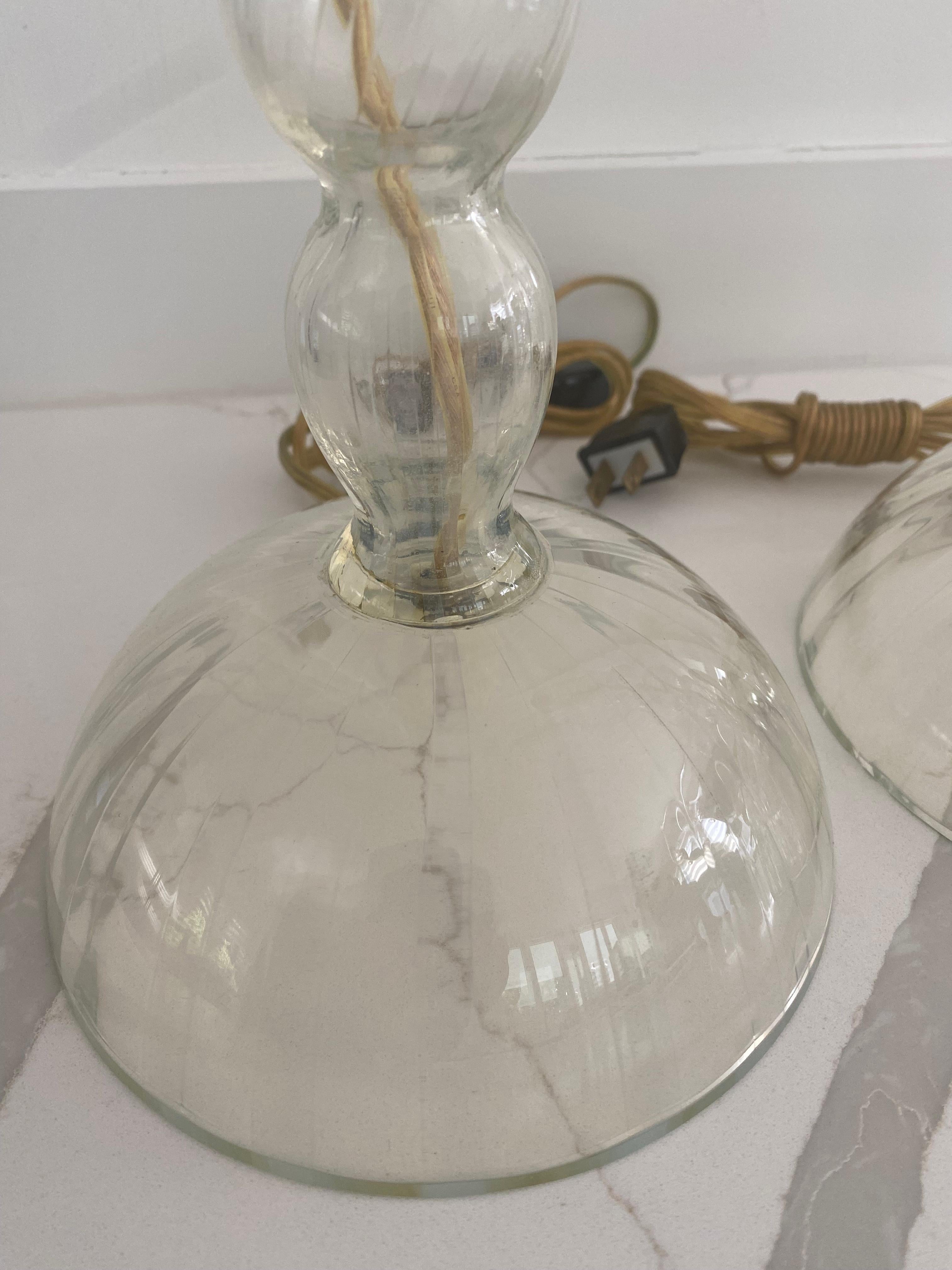 Pair of Donghia Bollicino murano glass table lamps pale champagne color Hutton In Good Condition In Bridgehampton, NY