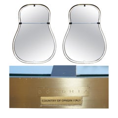 PAiR OF DONGHIA DESIGNER ANJOU POLISHED BRASS & GLASS DESIGNER MIRRORS