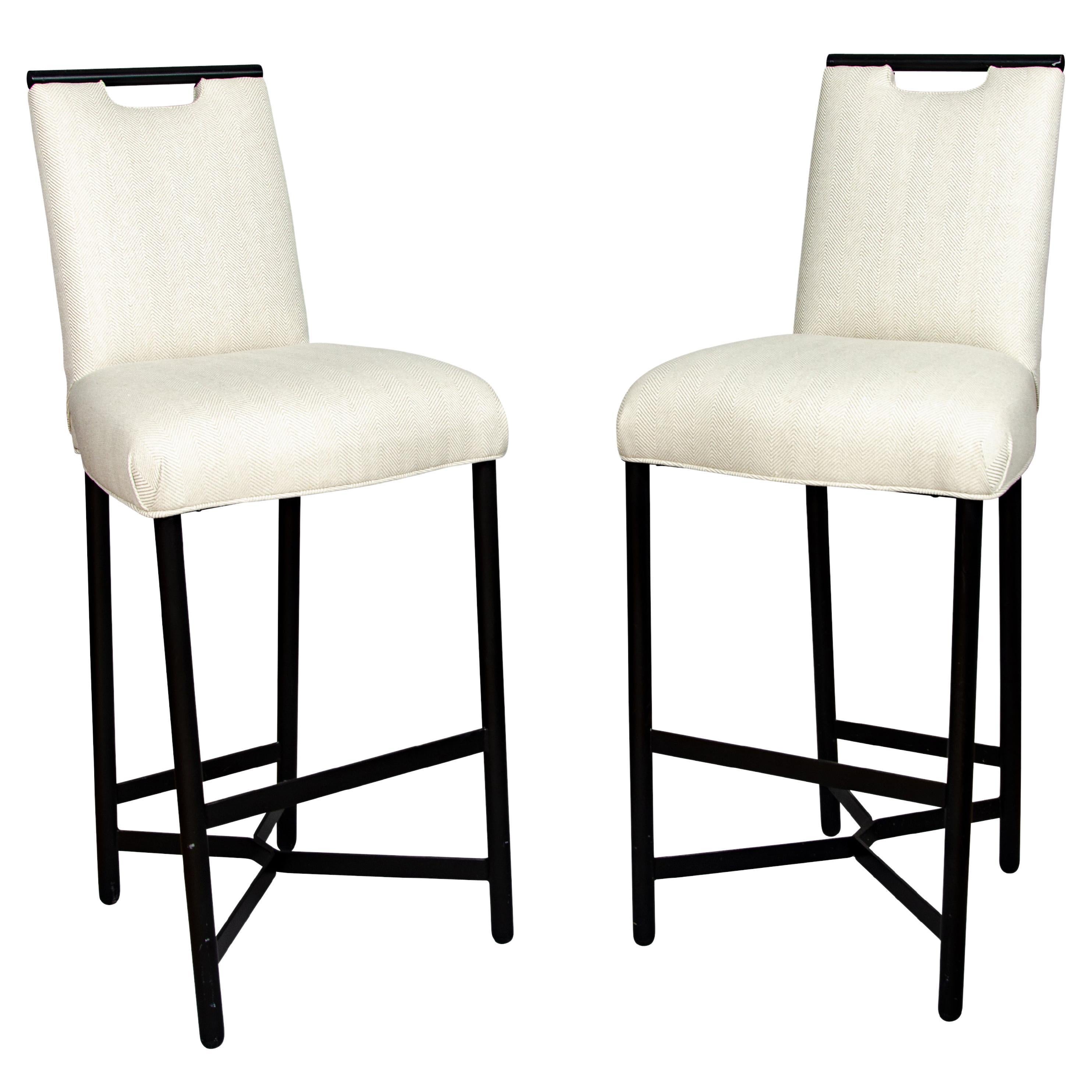 Pair of Donghia Ebonized Bar Chairs
