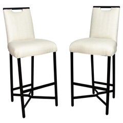 Vintage Pair of Donghia Ebonized Bar Chairs