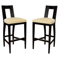 Pair of Donghia Ebonized Bar Chairs