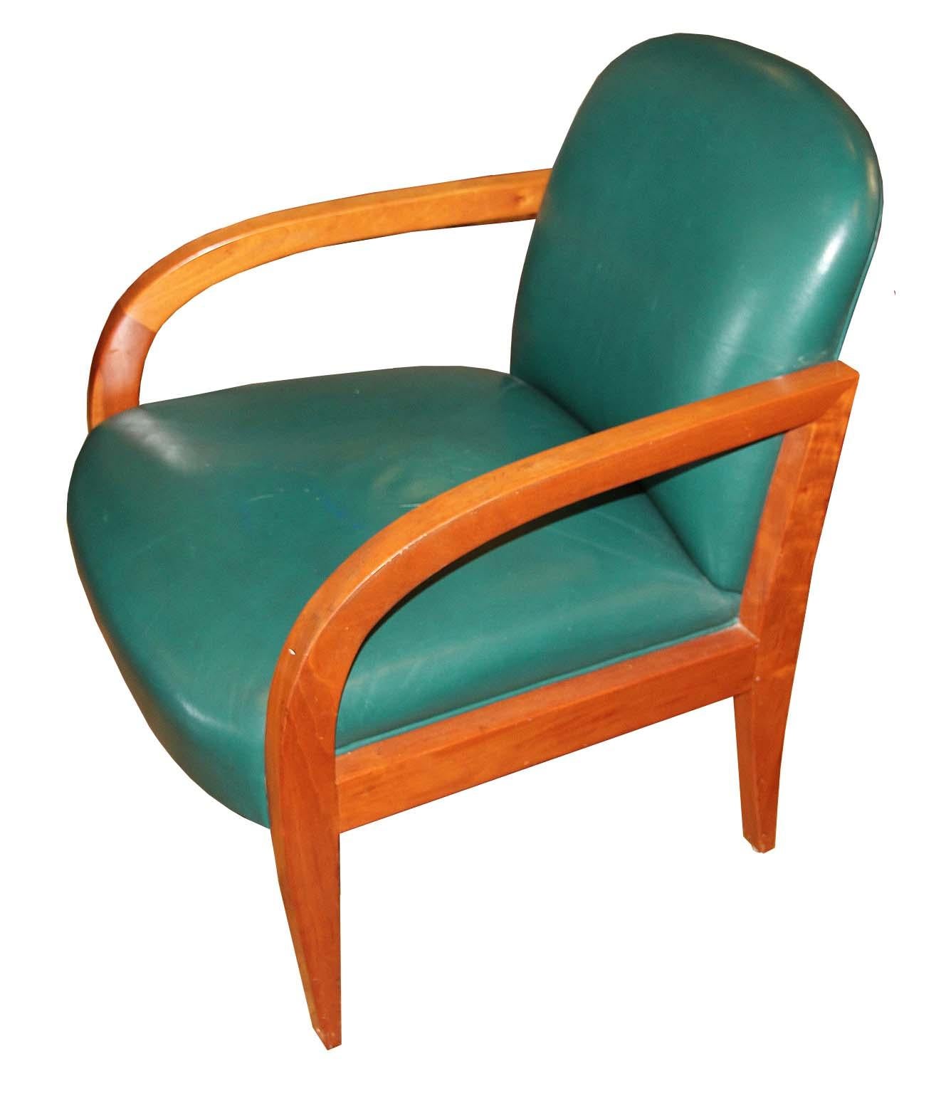 Mid-Century Modern Pair of Donghia Leather Midcentury Armchairs