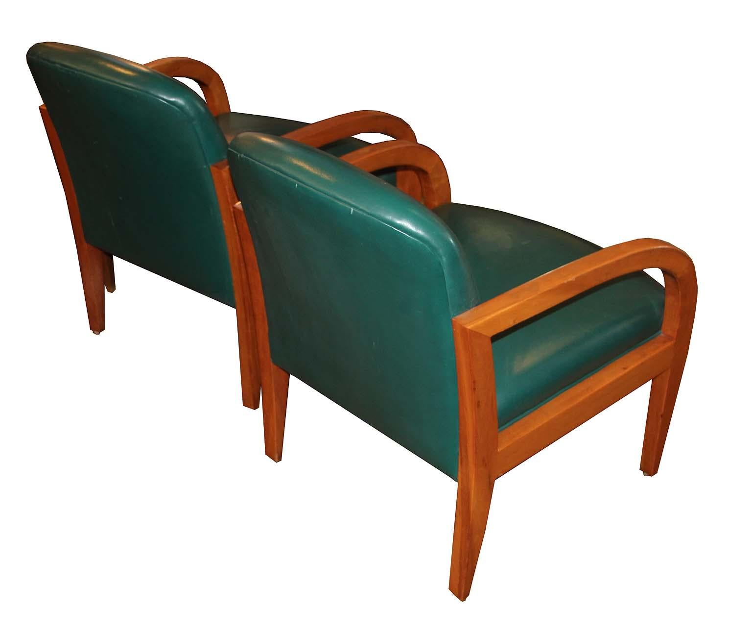 Pair of Donghia Leather Midcentury Armchairs In Good Condition In Sag Harbor, NY