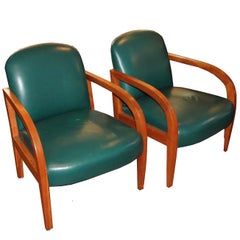 Vintage Pair of Donghia Leather Midcentury Armchairs