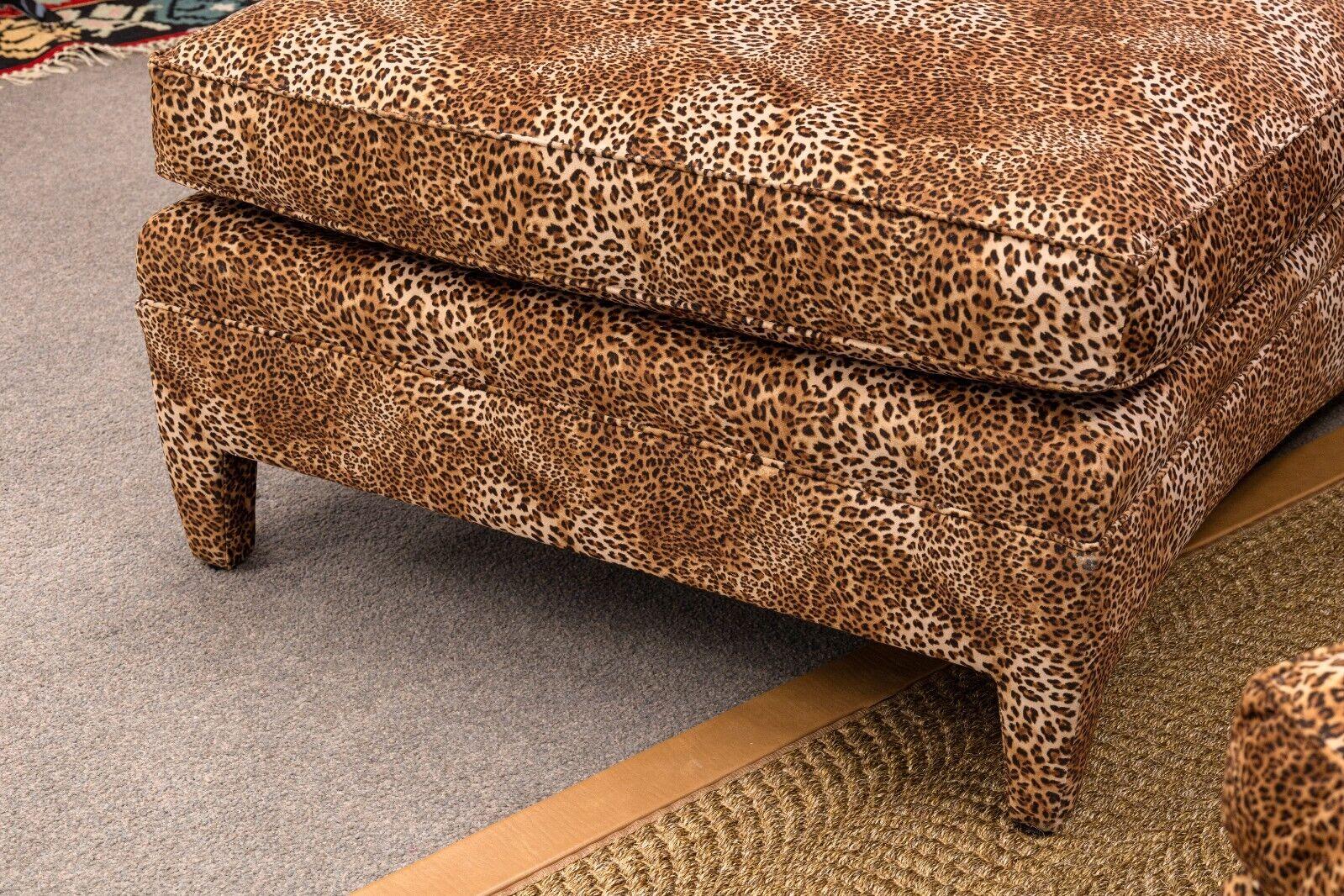 Pair of Donghia Leopard Print Left and Right Hand Chaise with Matching Ottomans 5
