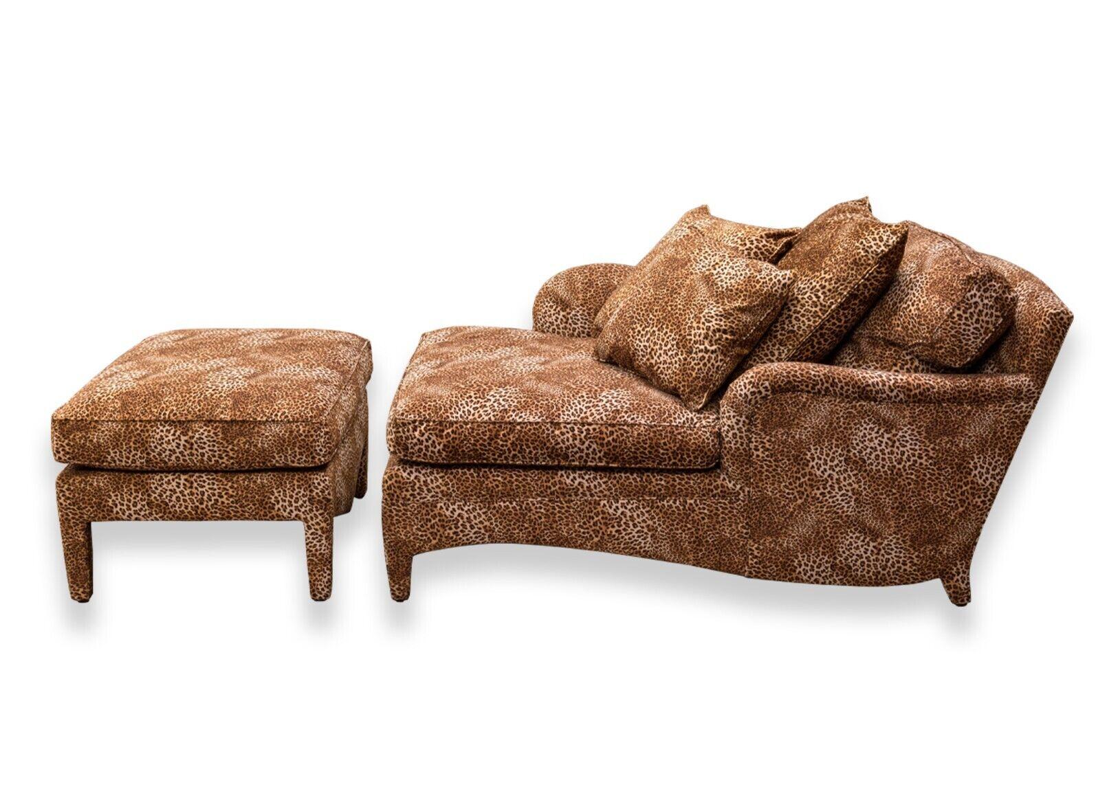 20th Century Pair of Donghia Leopard Print Left and Right Hand Chaise with Matching Ottomans