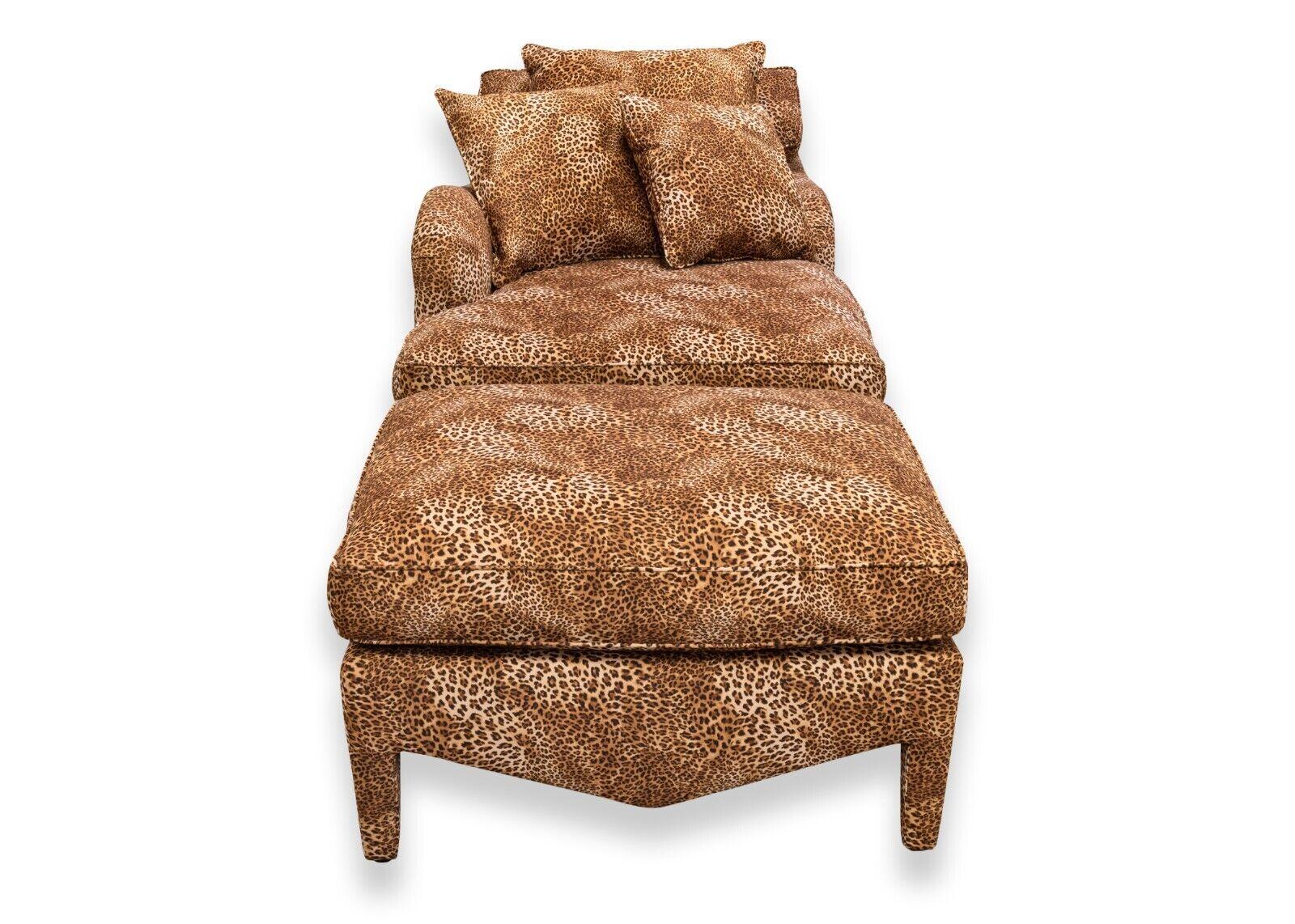 Pair of Donghia Leopard Print Left and Right Hand Chaise with Matching Ottomans 1