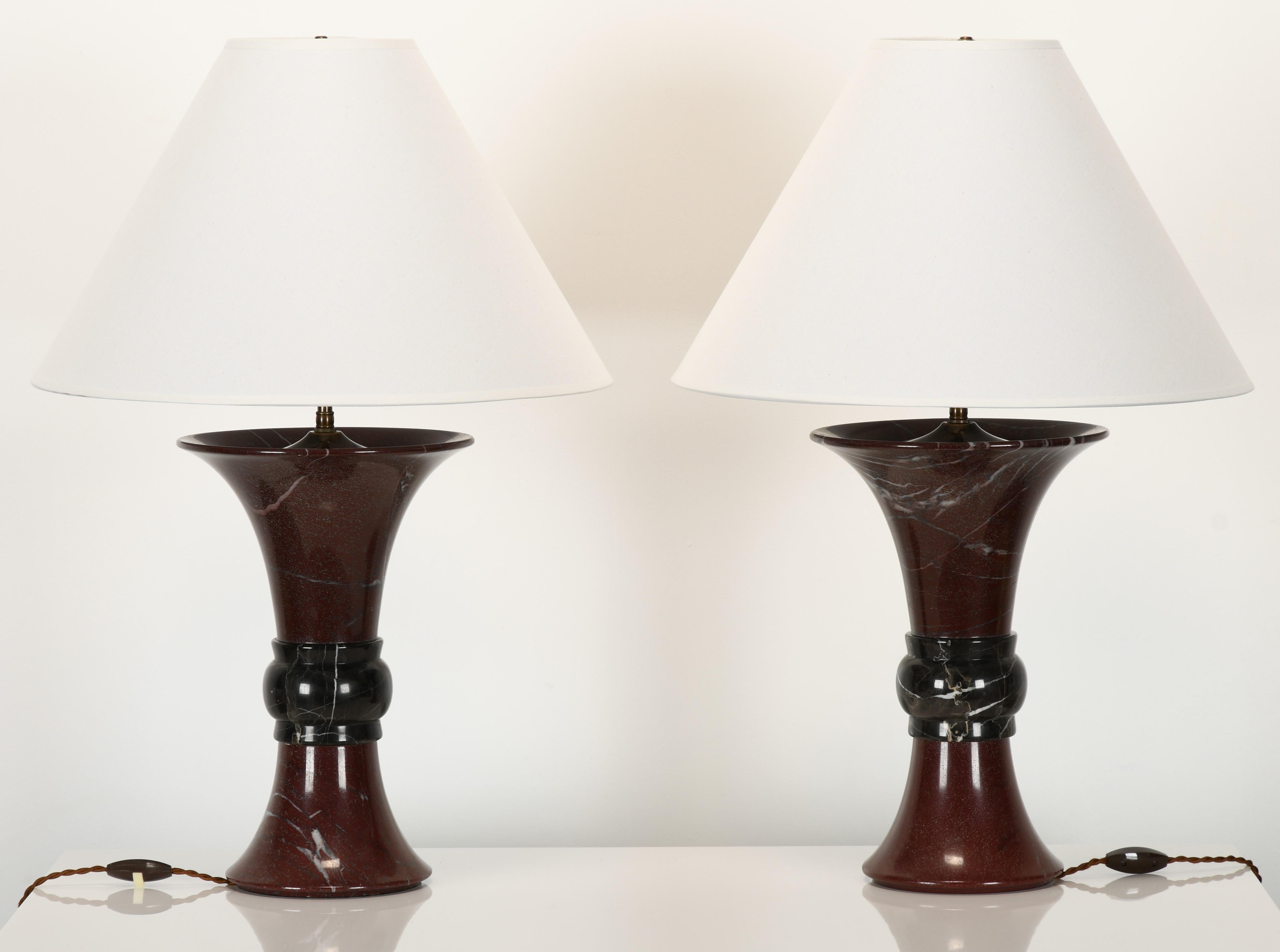 Mid-Century Modern Pair of Donghia Marble Lamps, 1990s