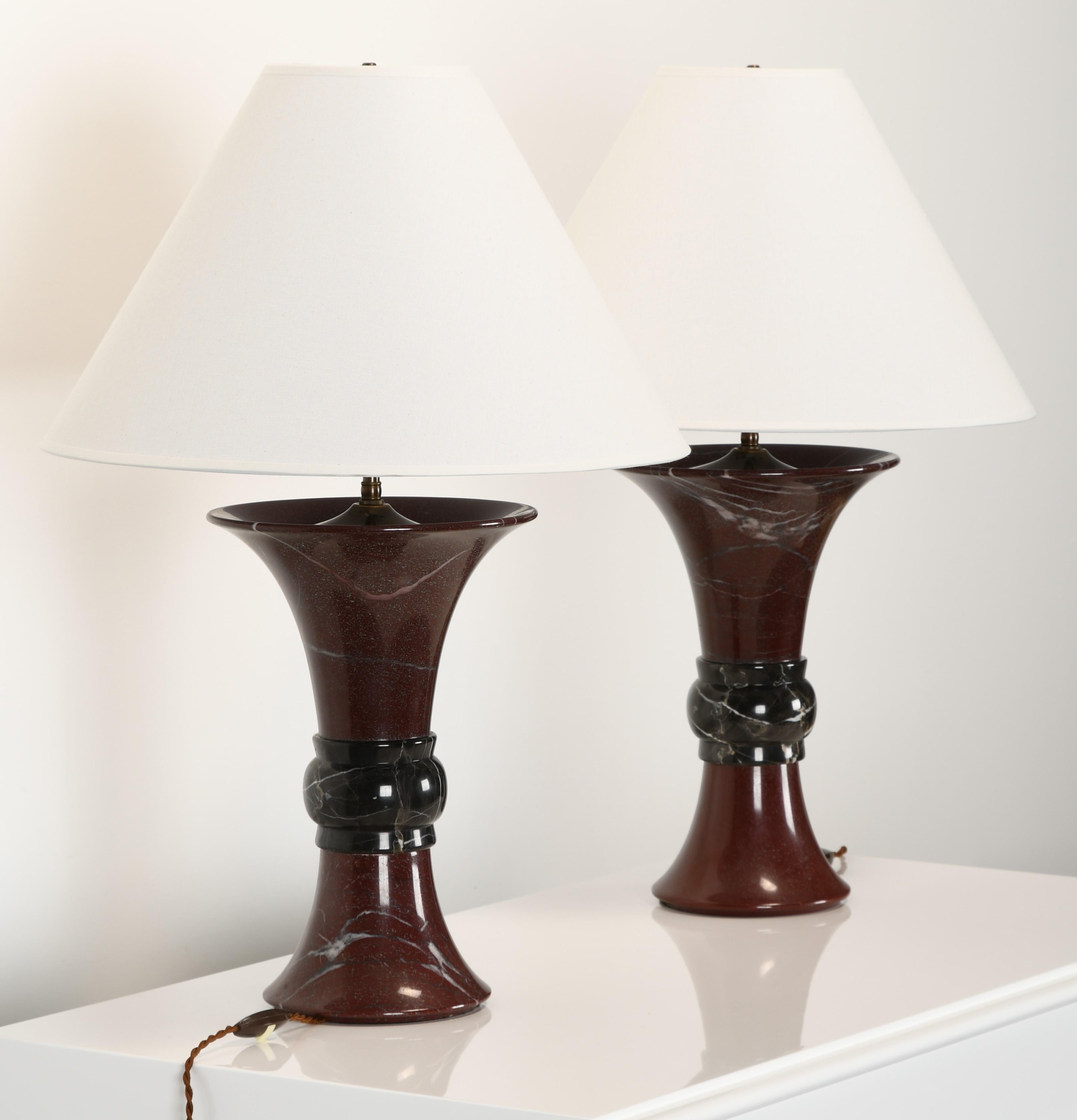 Pair of Donghia Marble Lamps, 1990s In Good Condition In Hamburg, PA