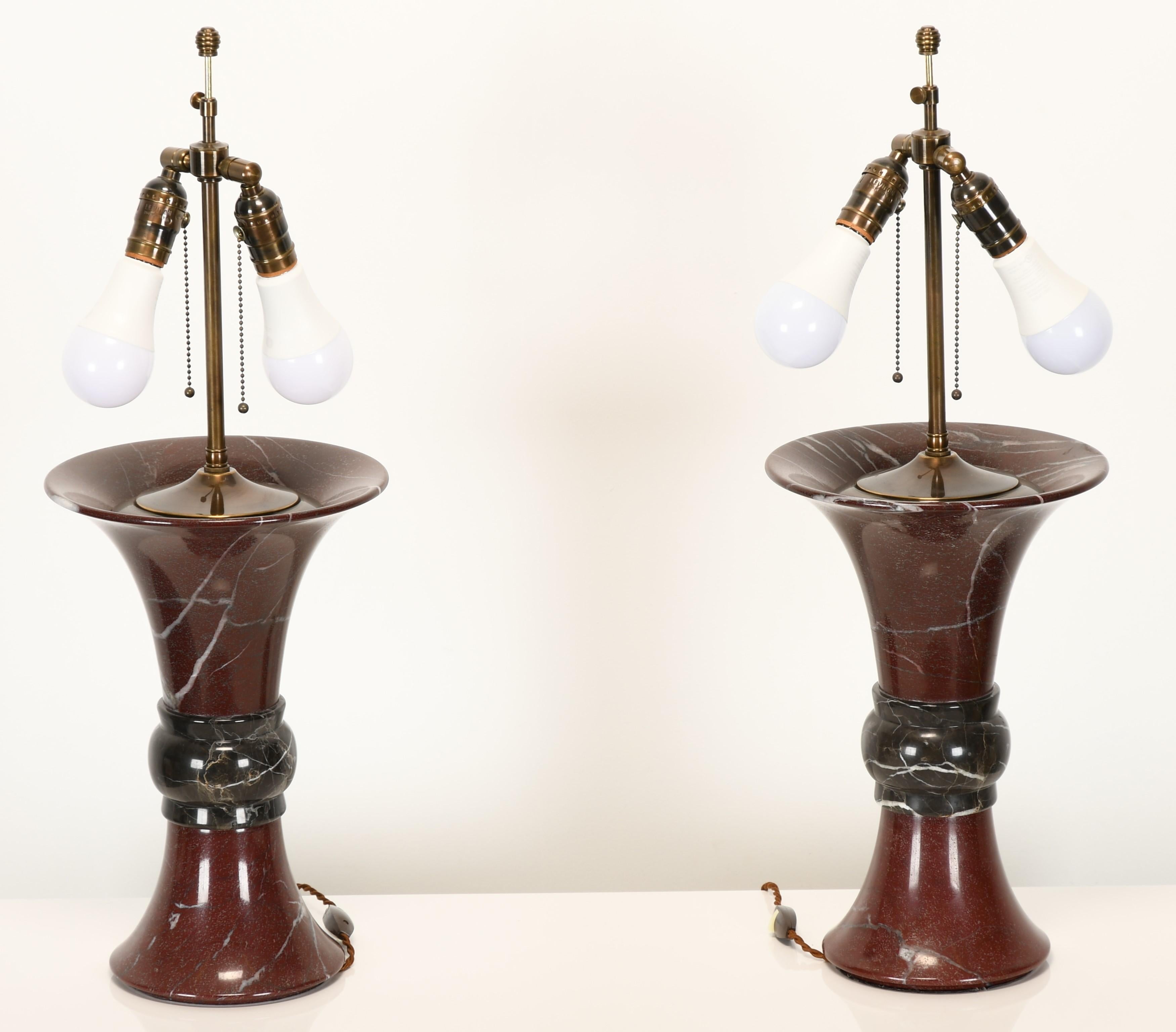 Late 20th Century Pair of Donghia Marble Lamps, 1990s