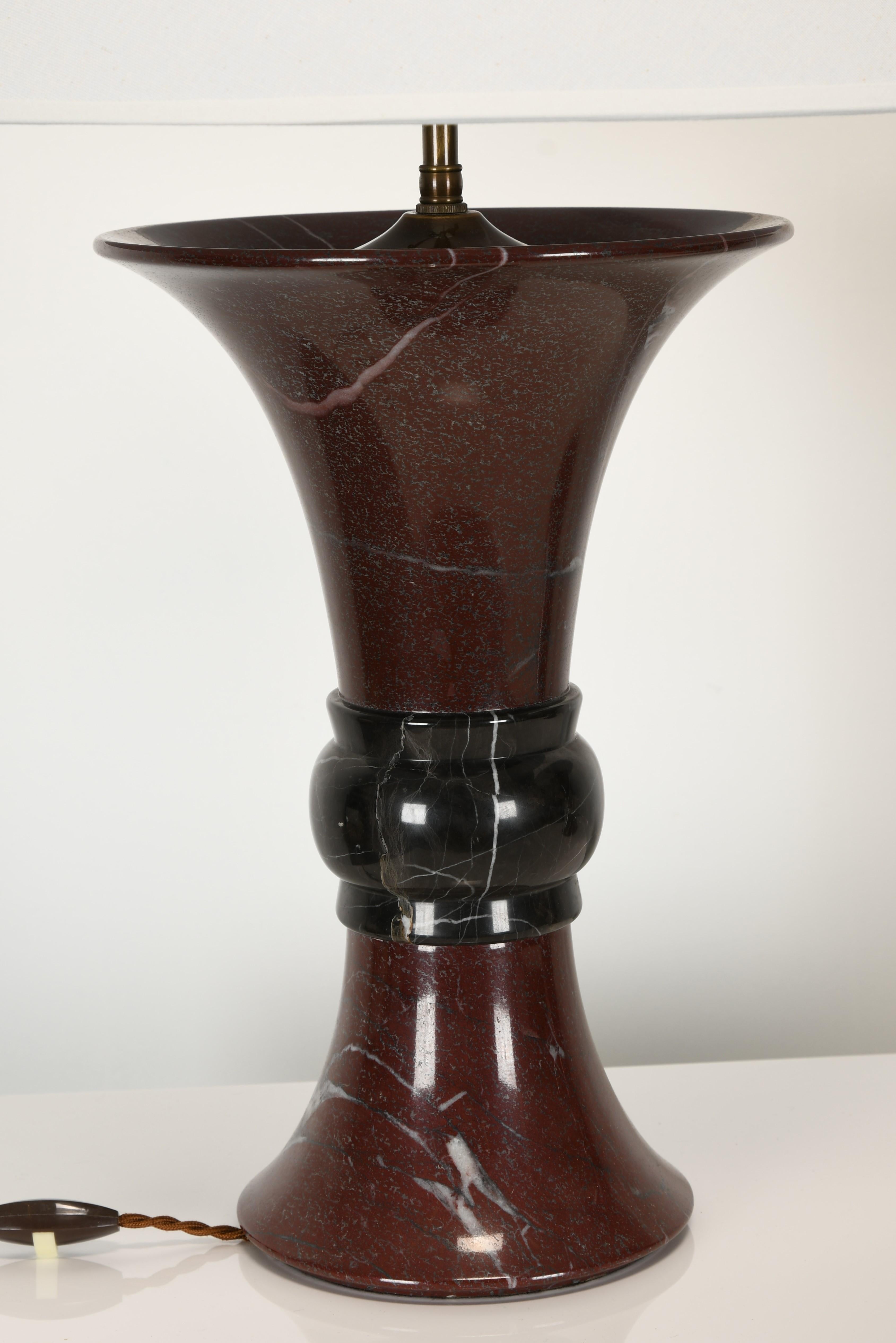 Belgian Black Marble Pair of Donghia Marble Lamps, 1990s