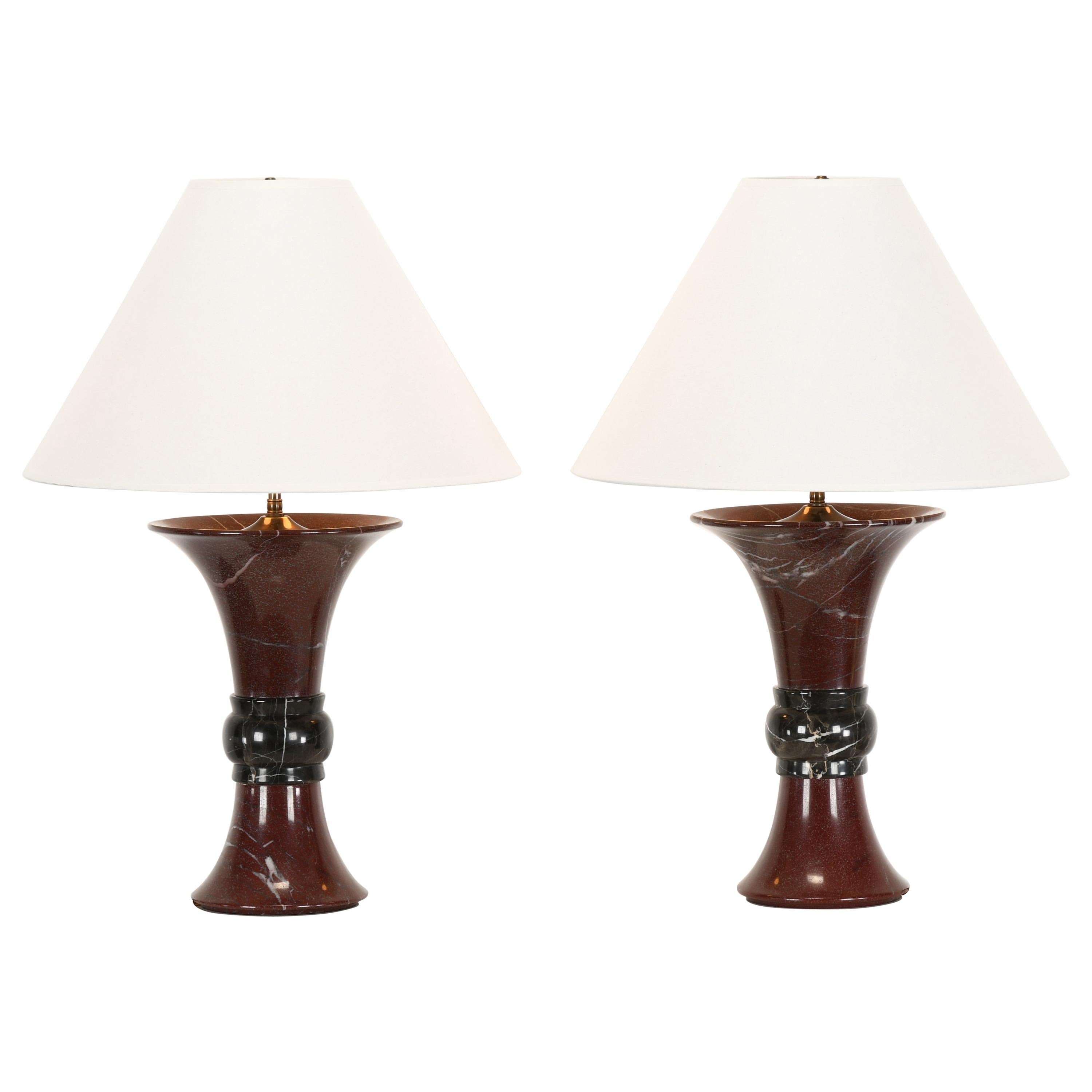 Pair of Donghia Marble Lamps, 1990s