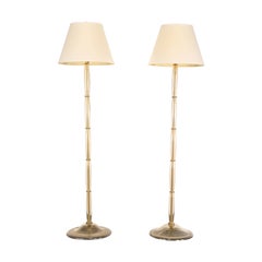 Pair of Donghia Murano Glass and Brass Floor Lamps with Gold Aventurine