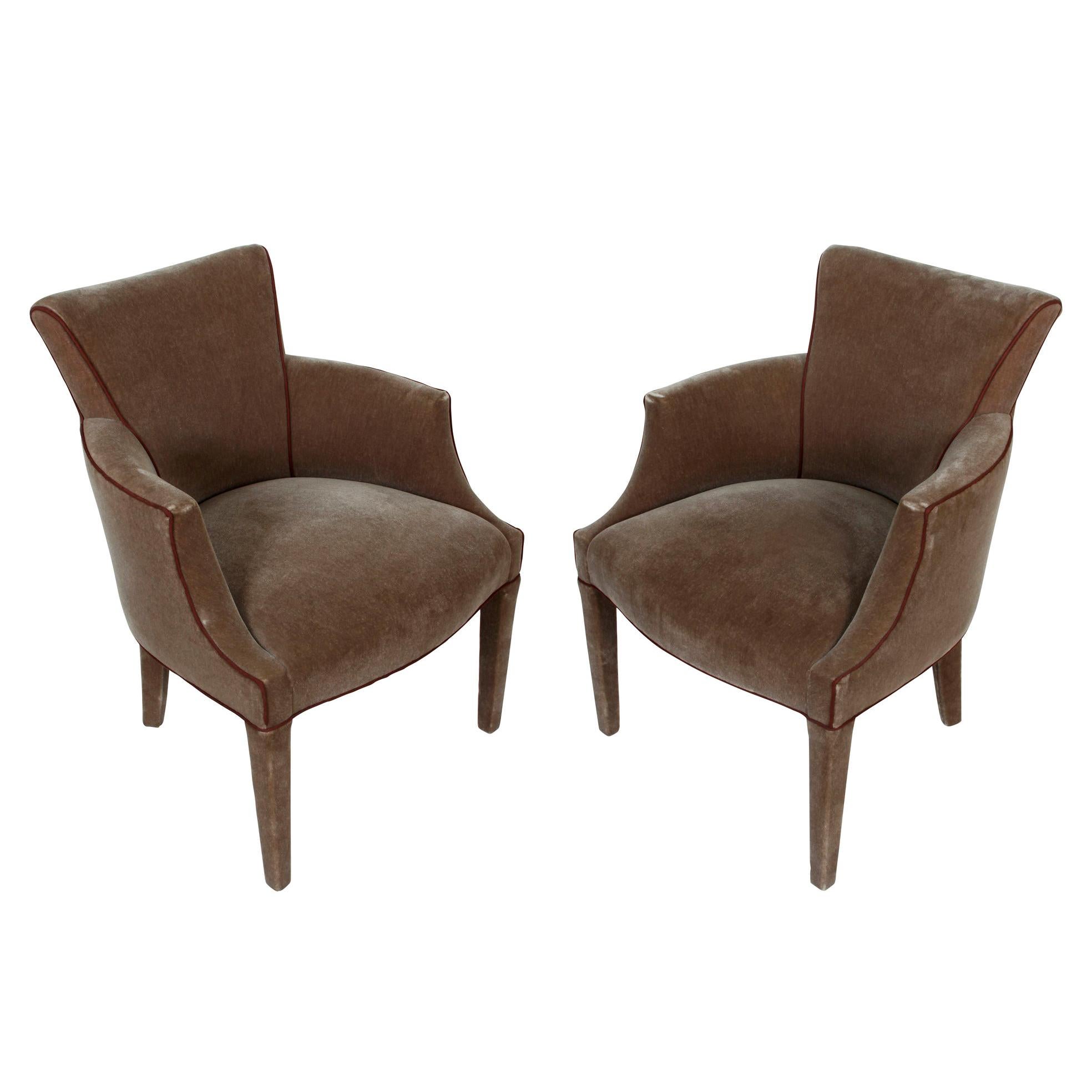 Pair of Donghia Style Mohair Armchairs For Sale