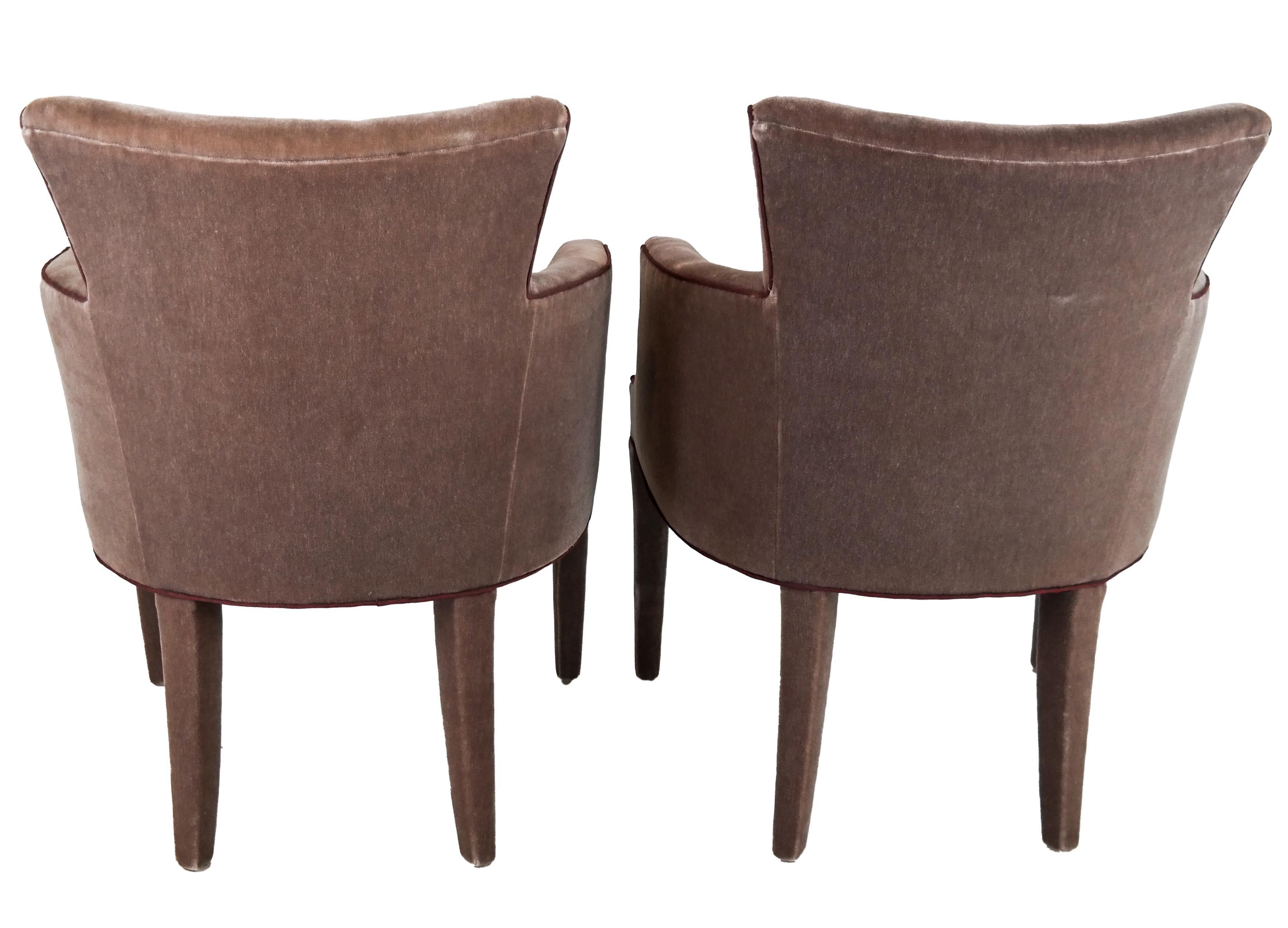 20th Century Pair of Donghia Style Mohair Armchairs For Sale
