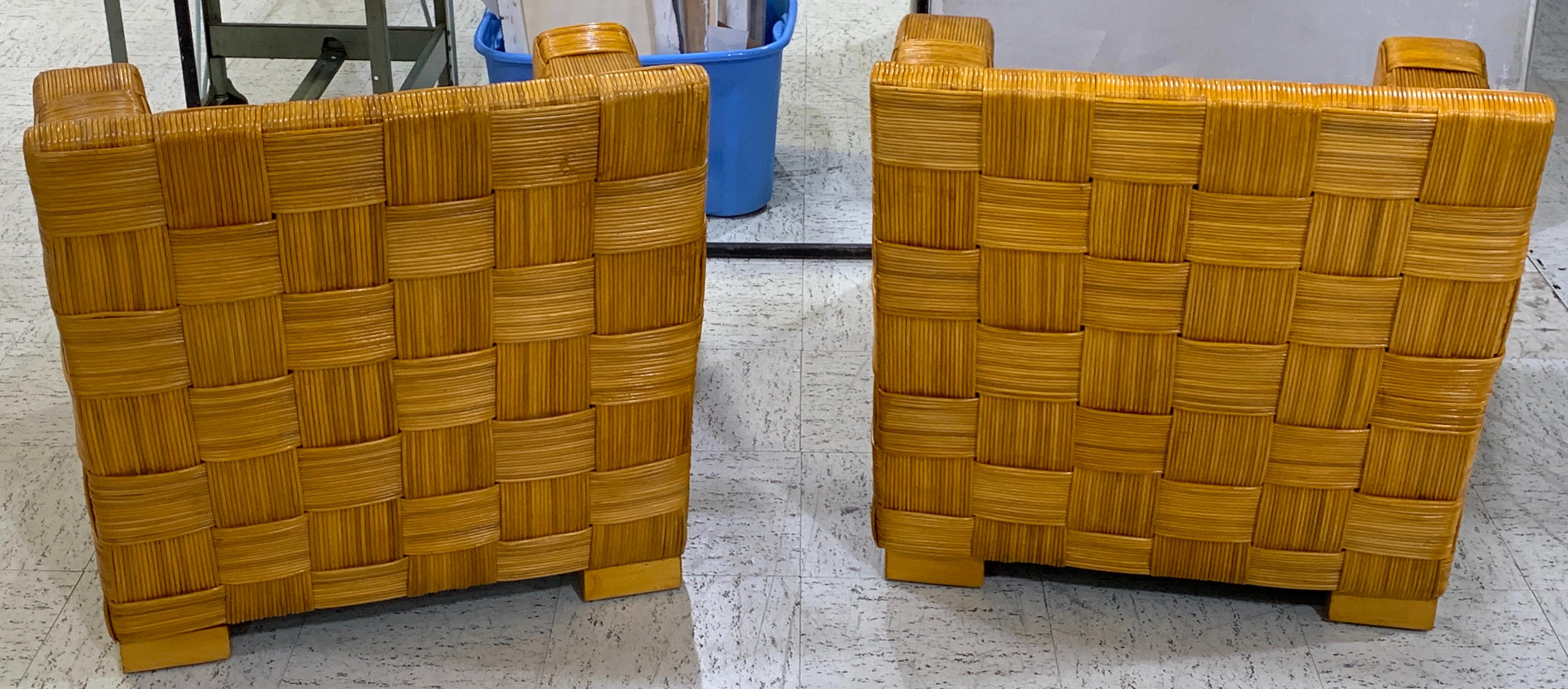 Pair of Donghia Woven Rattan 