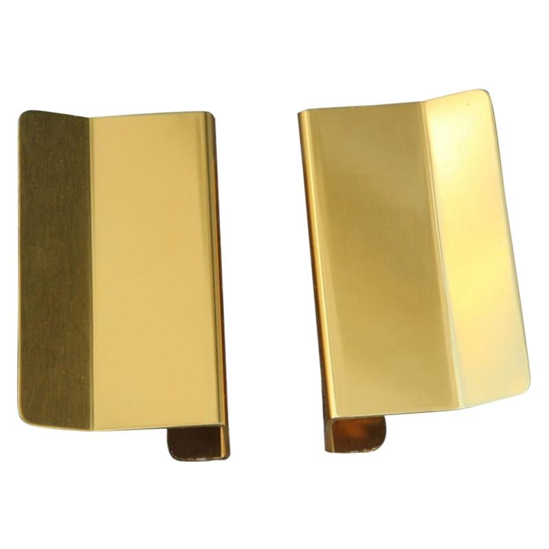 Paar Türgriffe aus goldenem Aluminium mit sehr moderner geometrischer Form