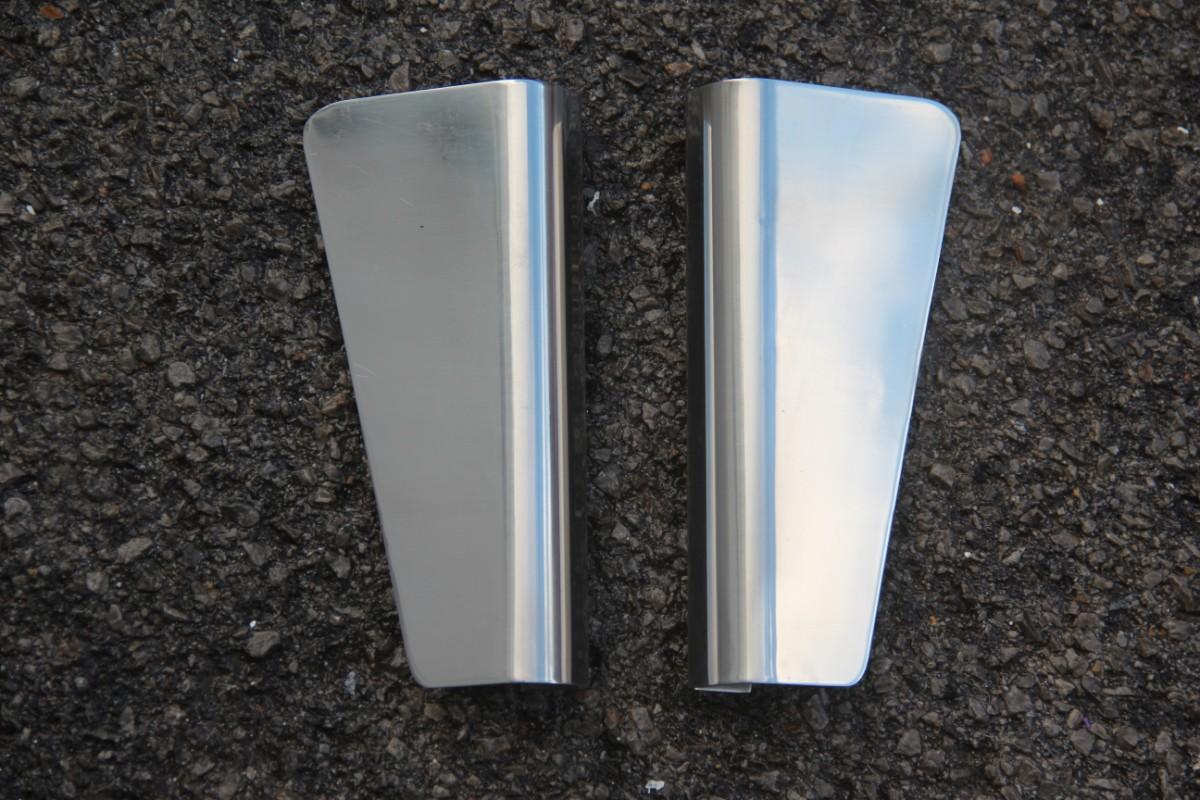 Pair of door handles in steel very modern geometric shape, solid steel 18/8.