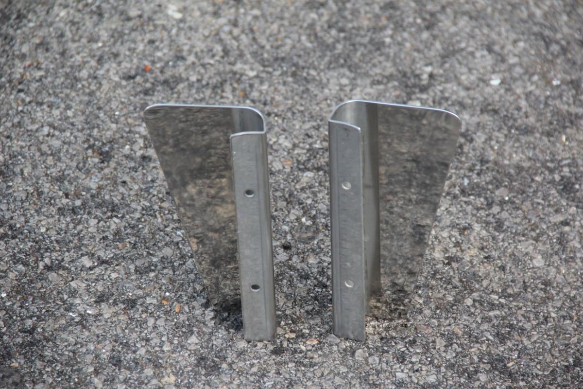 Italian Pair of Door Handles in Steel Very Modern Geometric Shape