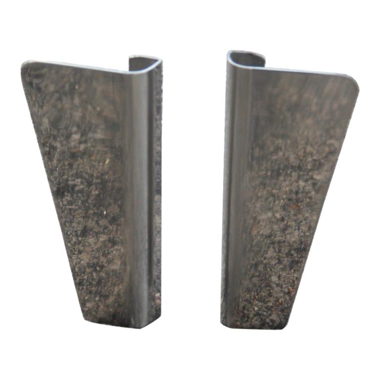Pair of Door Handles in Steel Very Modern Geometric Shape