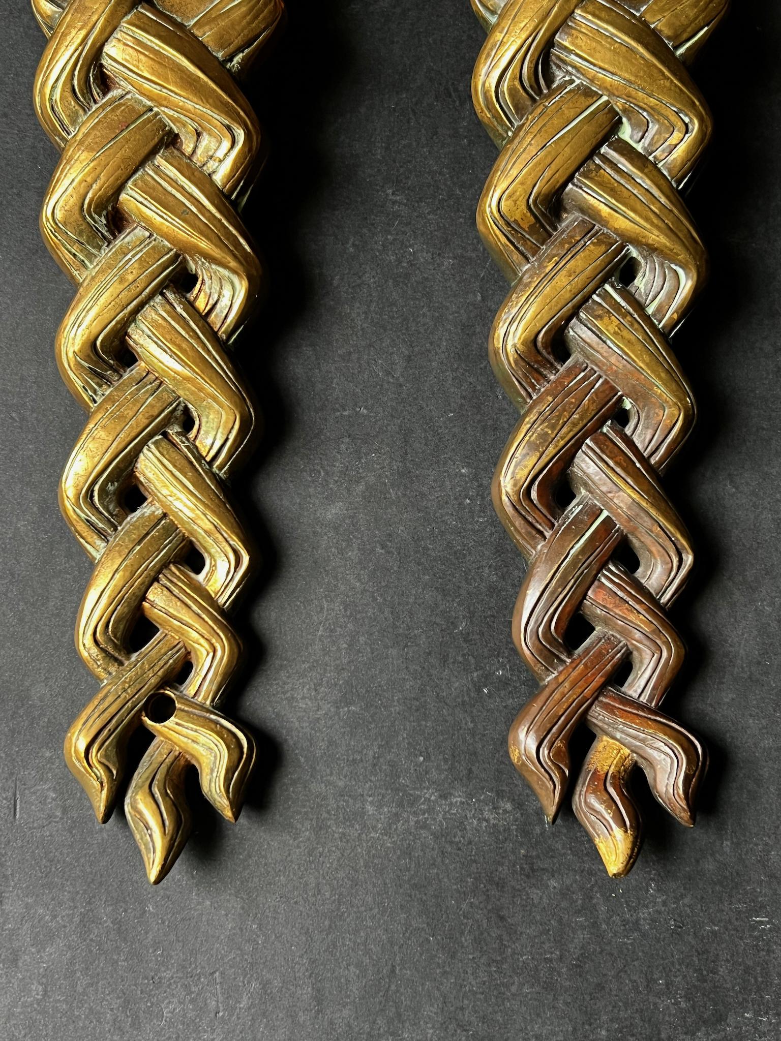 Cast Pair of Door Handles in the form of a Woman's Face with Braided Hair For Sale
