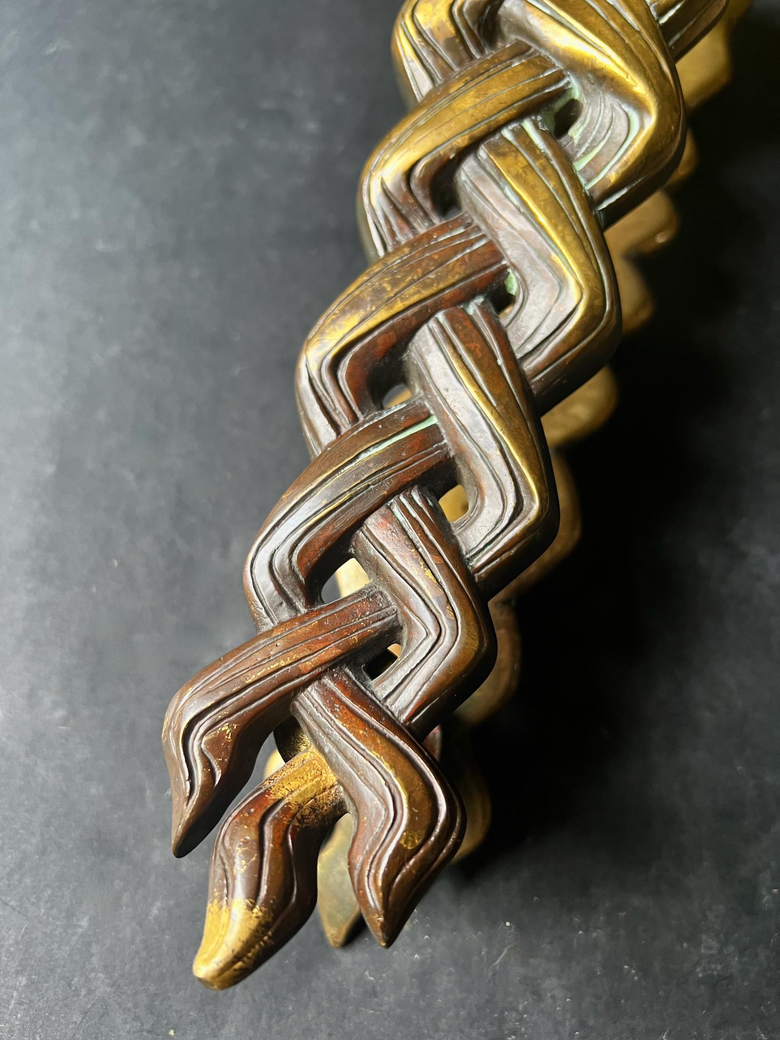 20th Century Pair of Door Handles in the form of a Woman's Face with Braided Hair For Sale