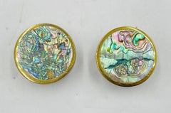 Paar Türgriffe aus Messing und Abalone-Muschel von Peñoles, Mexiko 1950er Jahre