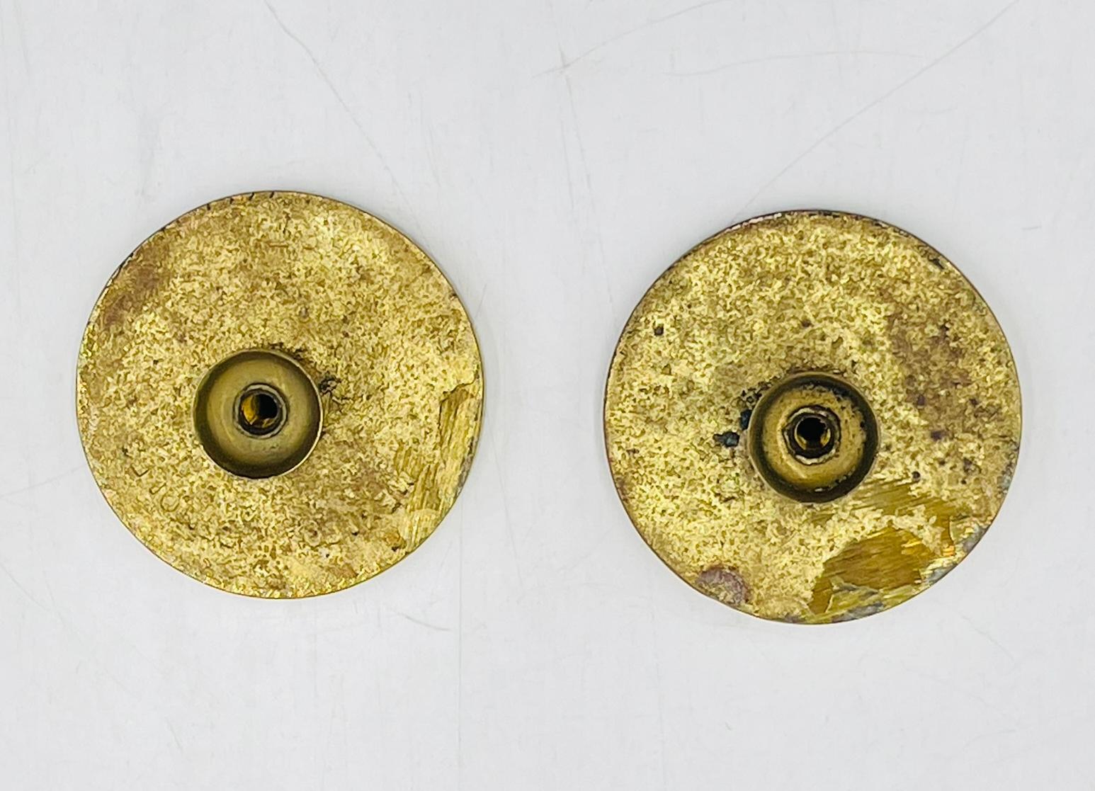 Paire de poignées de porte en laiton et coquillage d'haliotide par Peñoles, Mexique, années 1950 en vente 1