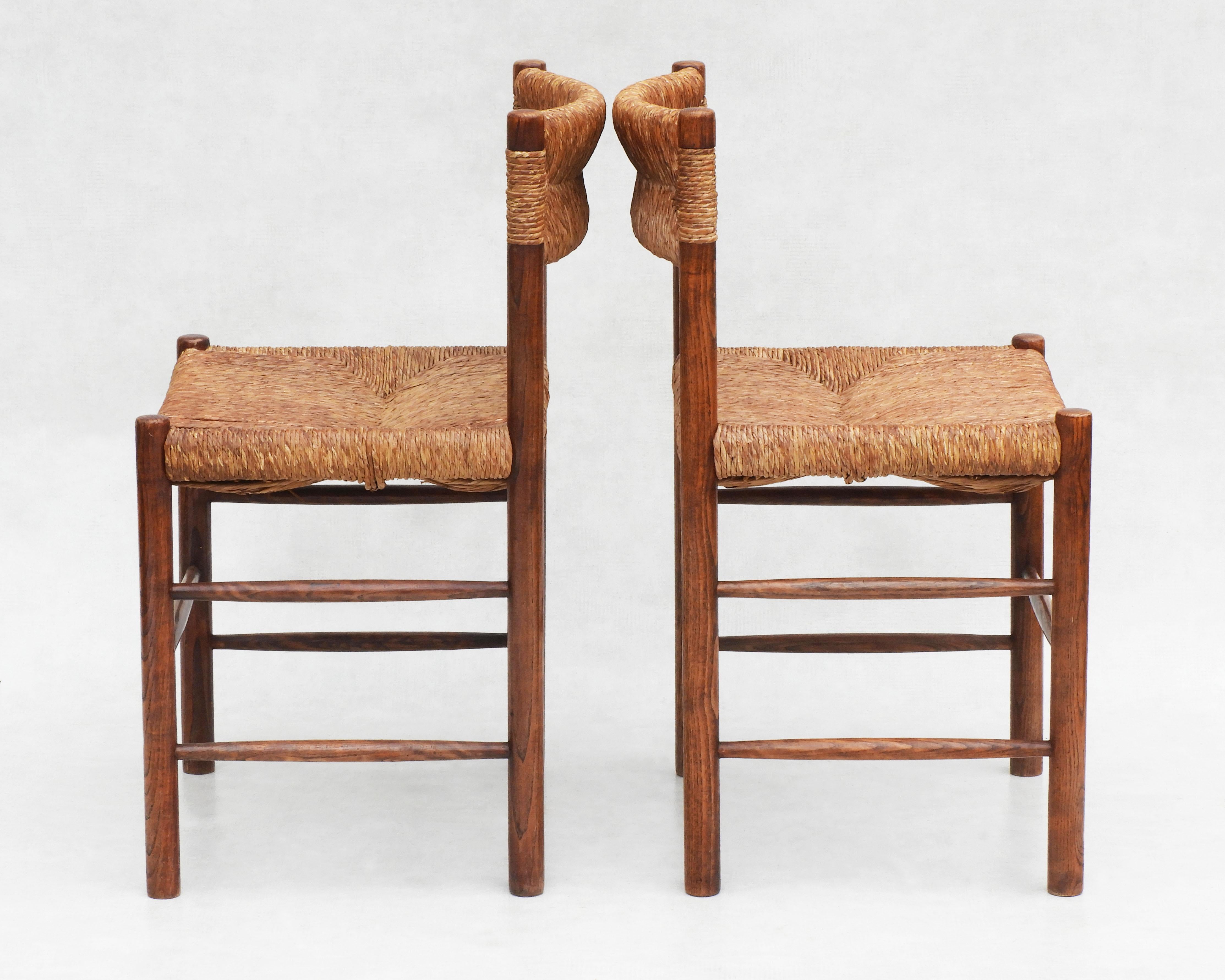 French Pair of Dordogne Chairs by Charlotte Perriande for Robert Sentou France, 1960s