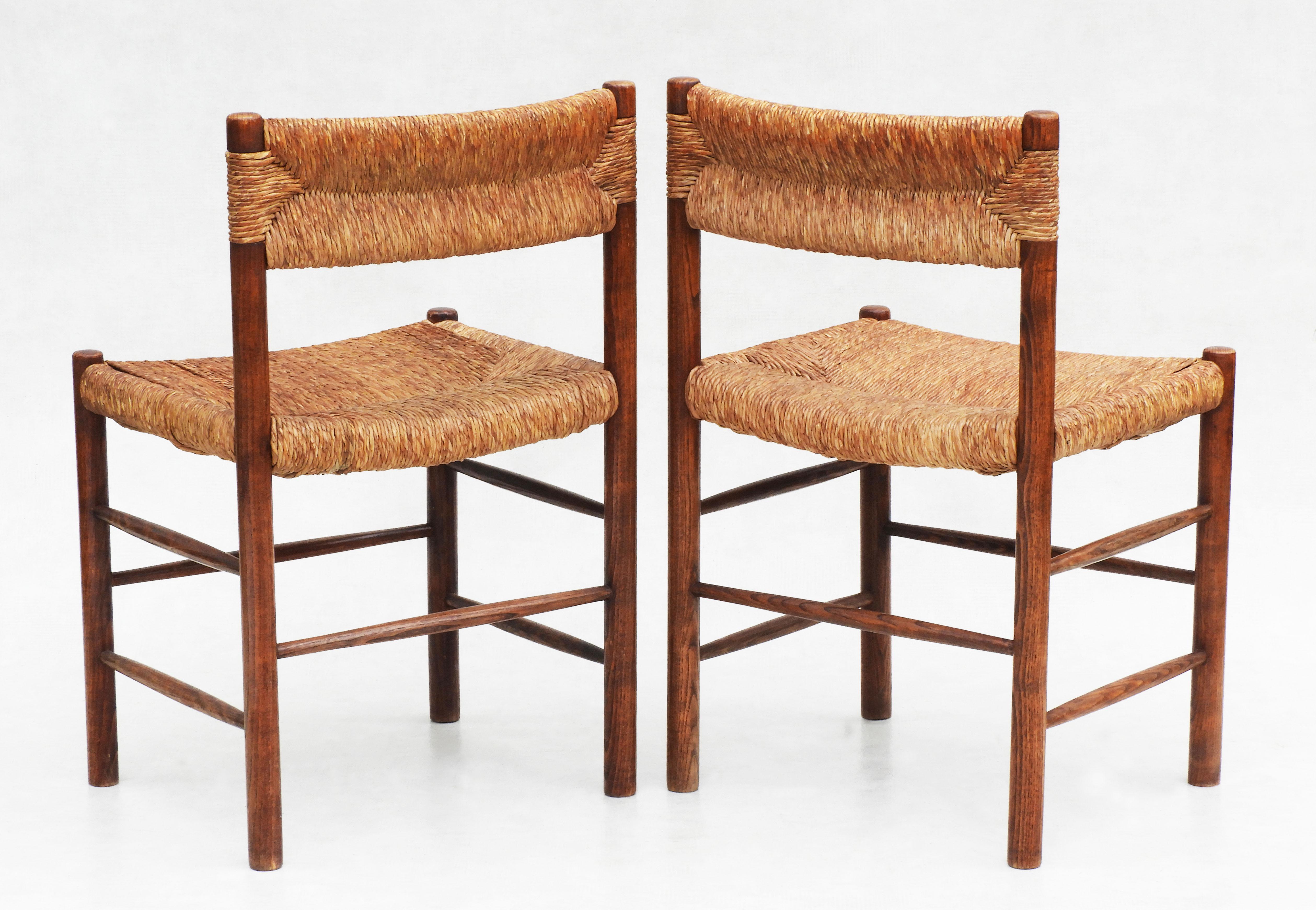 Hand-Crafted Pair of Dordogne Chairs by Charlotte Perriande for Robert Sentou France, 1960s