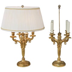 Pair of Doré Bronze Candelabra Lamps by Albert Maroinnet
