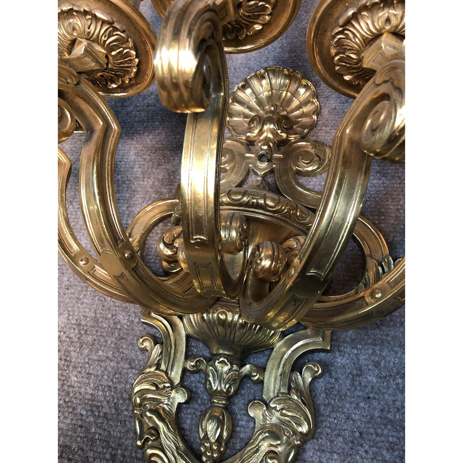 Gilt Impressive Doré Bronze Wall Sconces